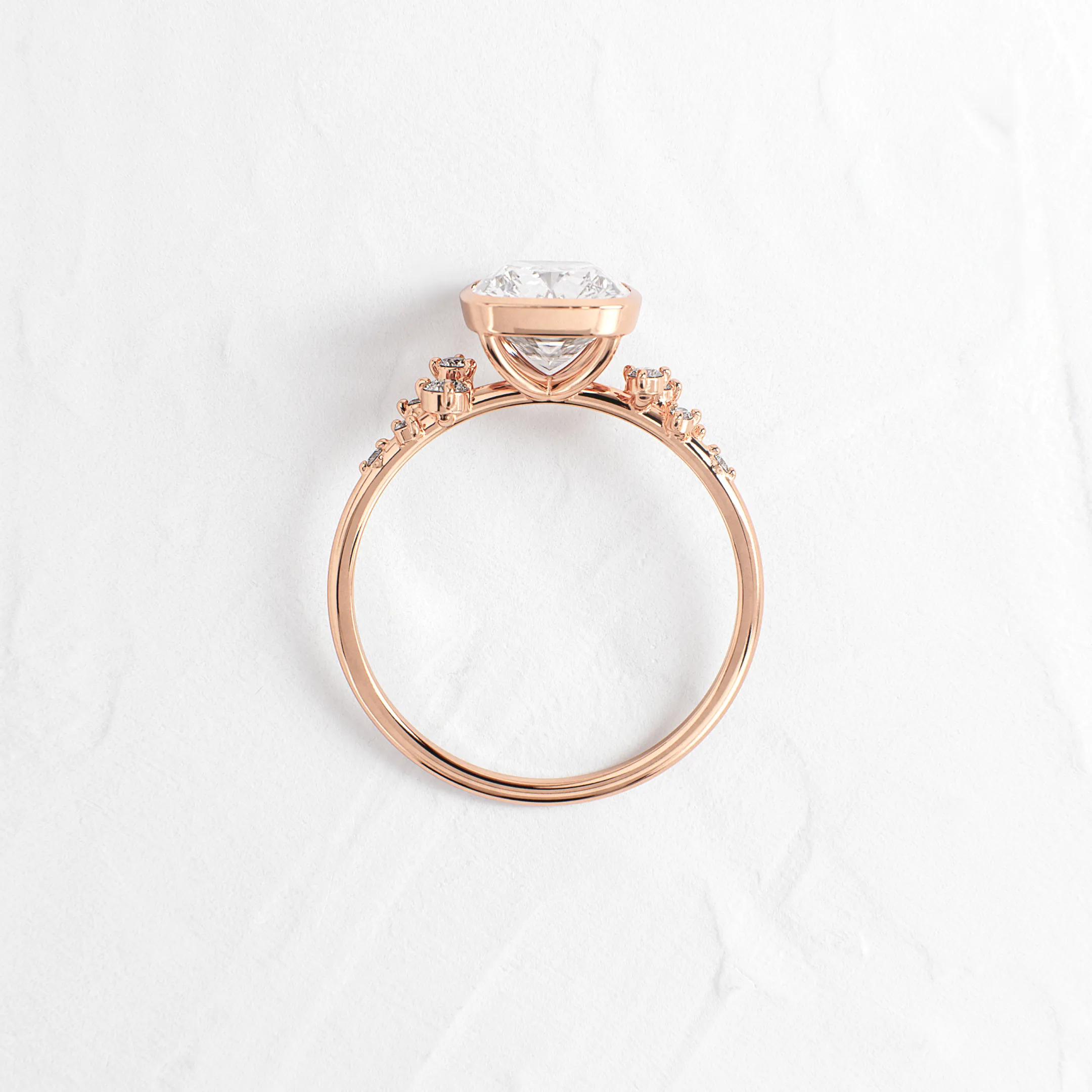Bezel Snowdrift Ring, Cushion Cut