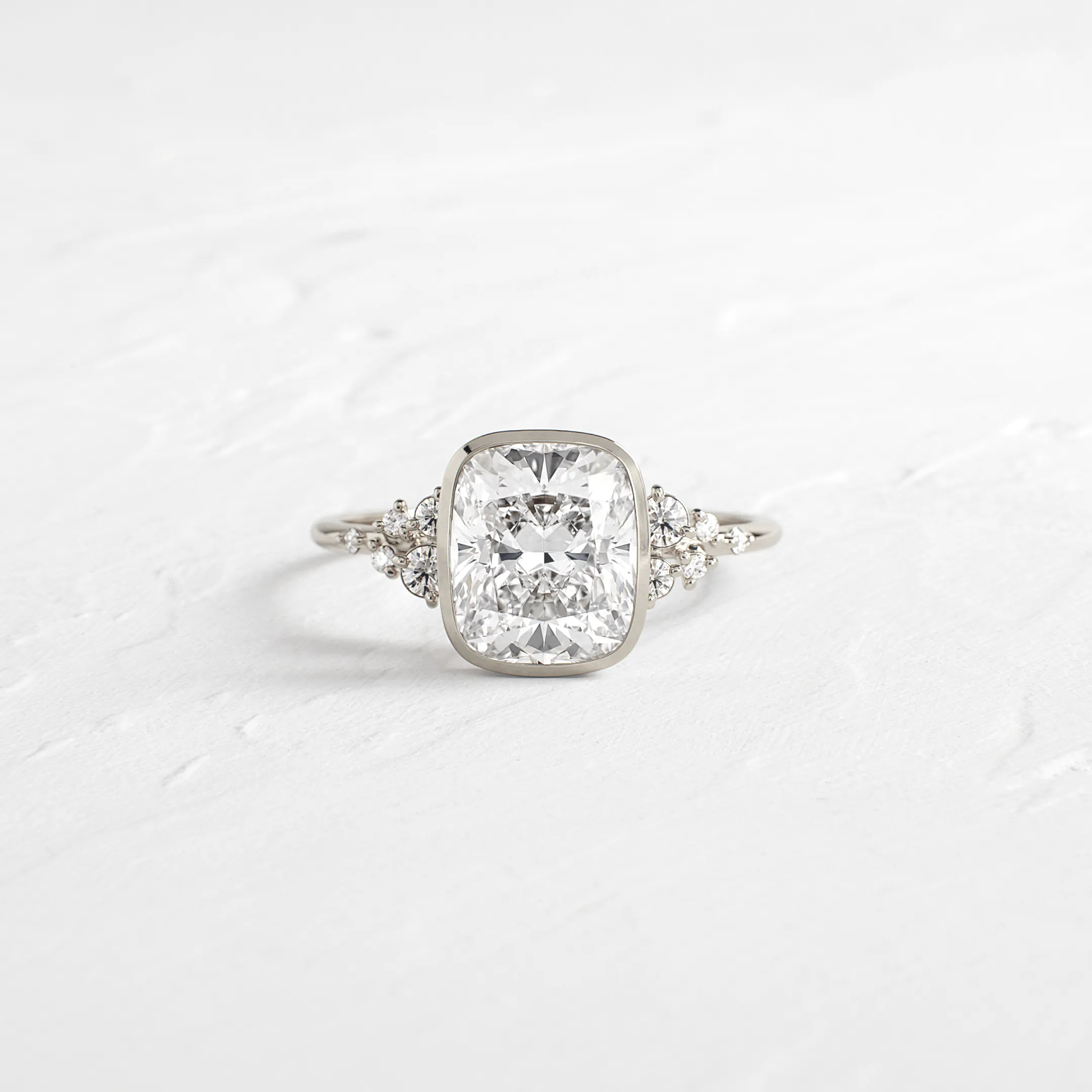 Bezel Snowdrift Ring, Cushion Cut