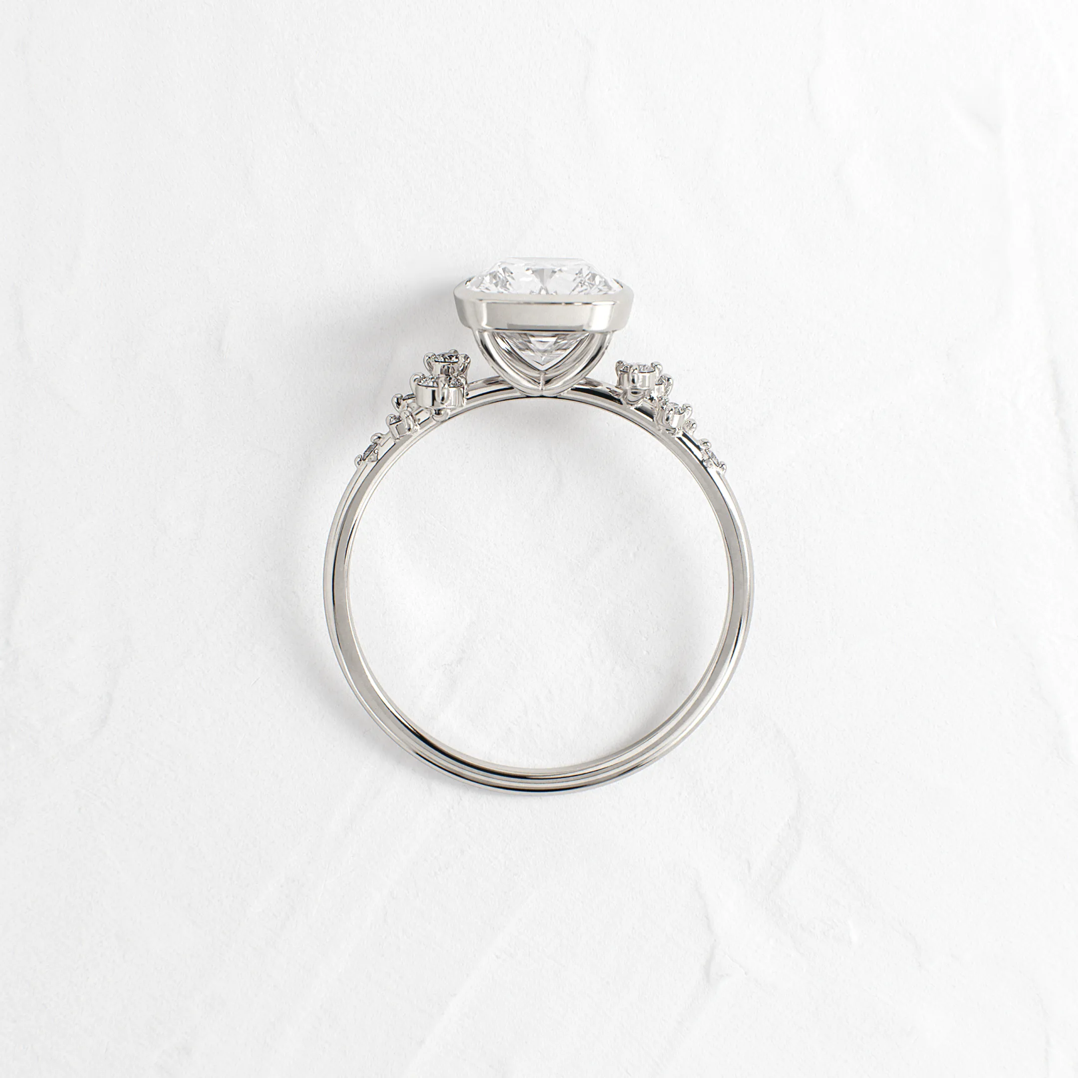 Bezel Snowdrift Ring, Cushion Cut