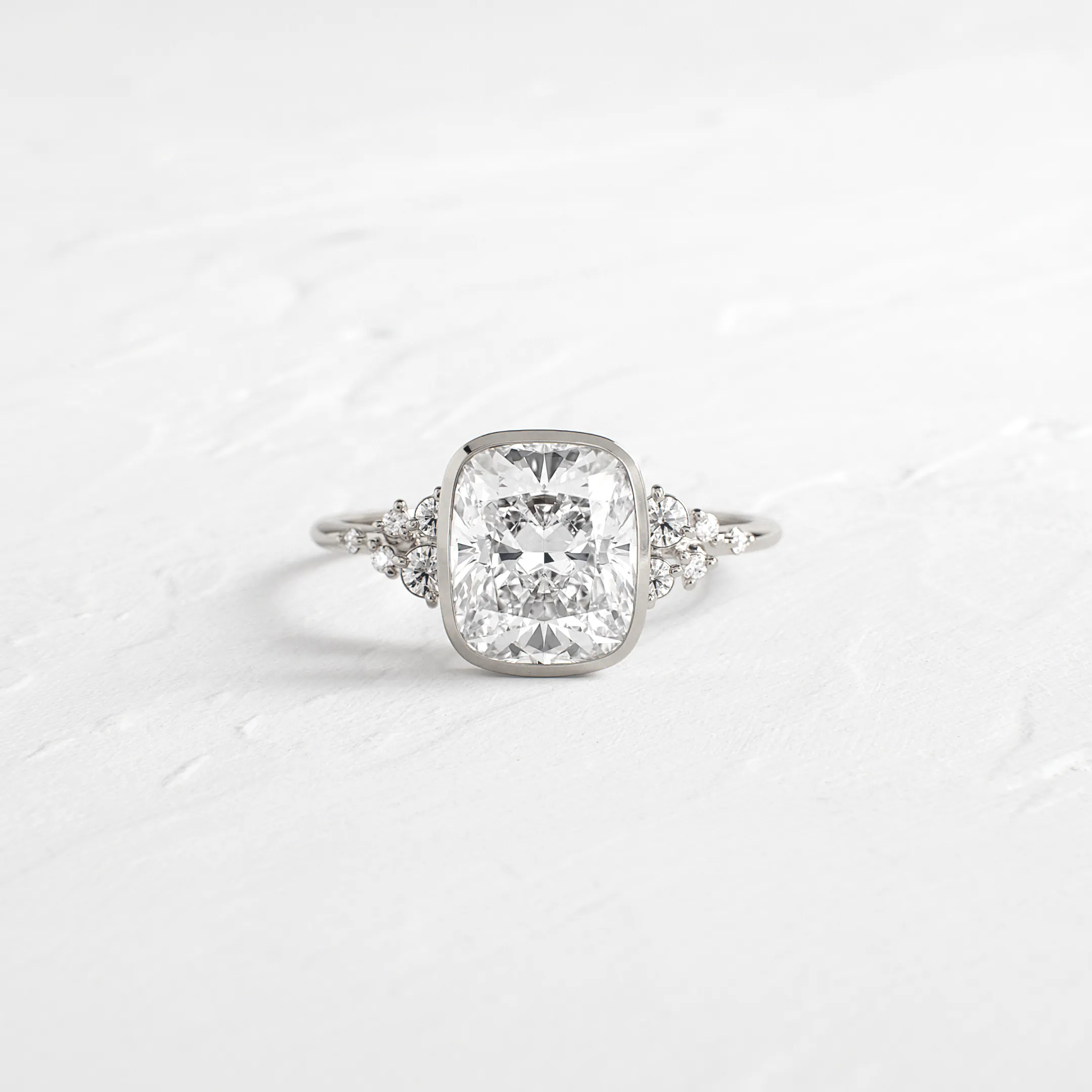 Bezel Snowdrift Ring, Cushion Cut
