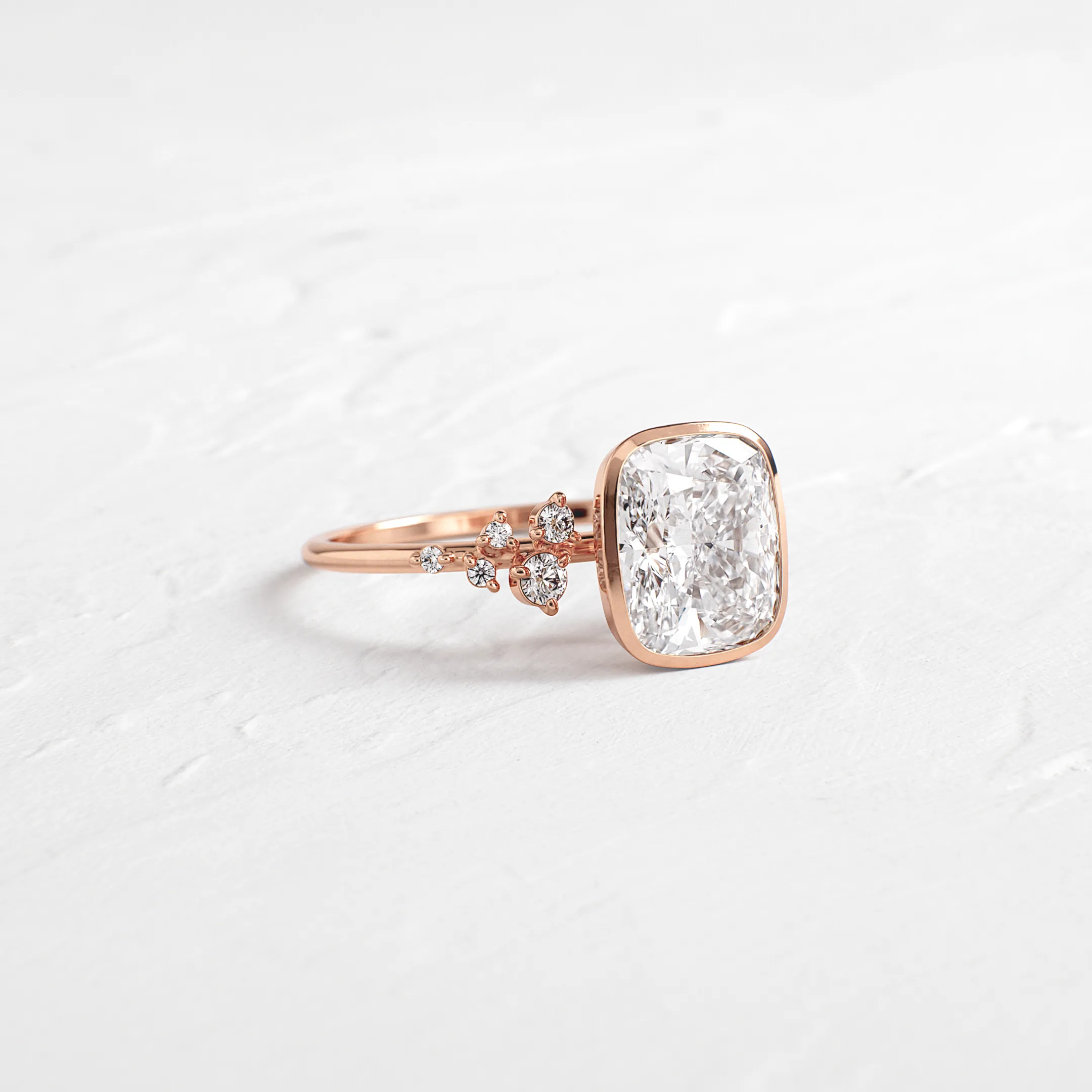 Bezel Snowdrift Ring, Cushion Cut