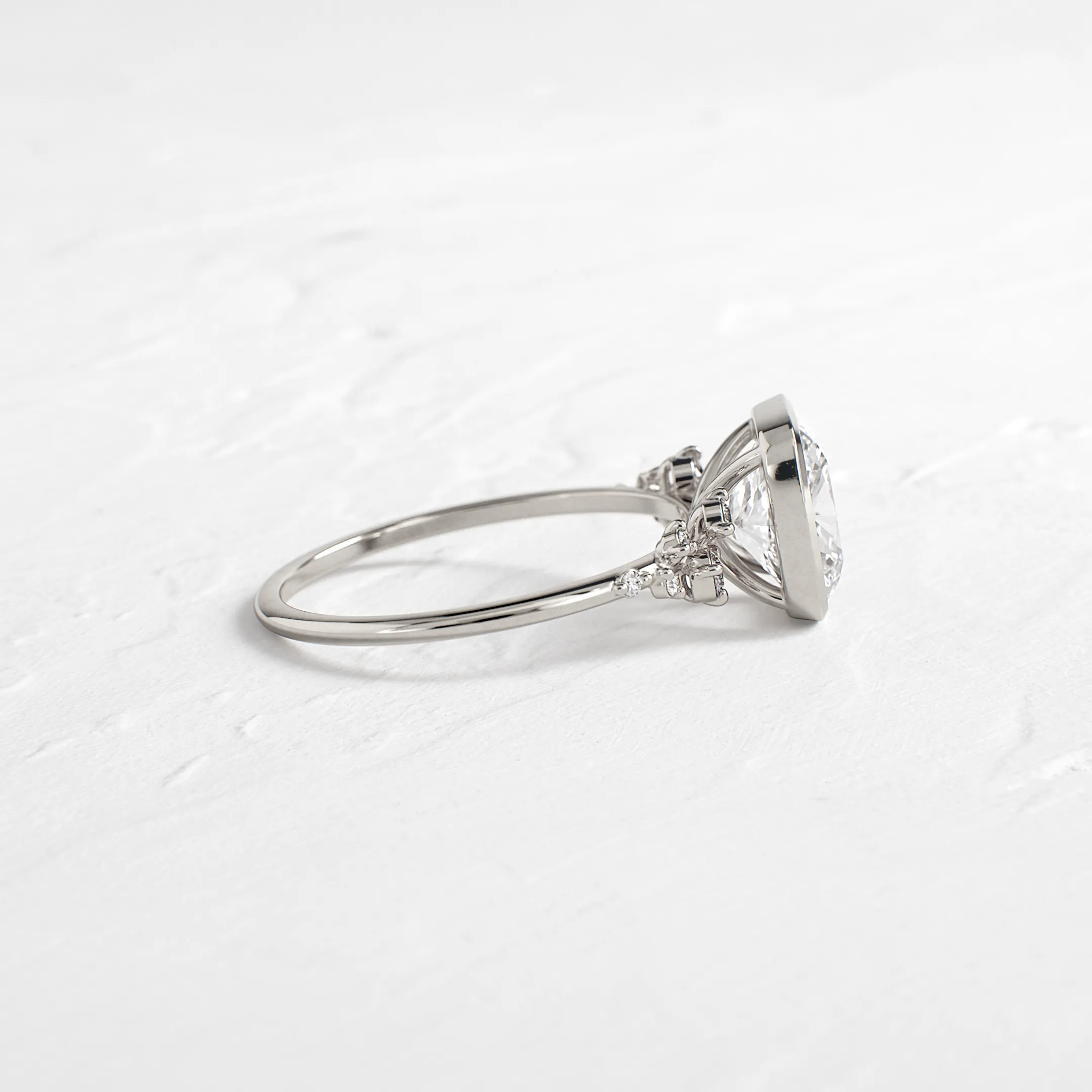 Bezel Snowdrift Ring, Cushion Cut