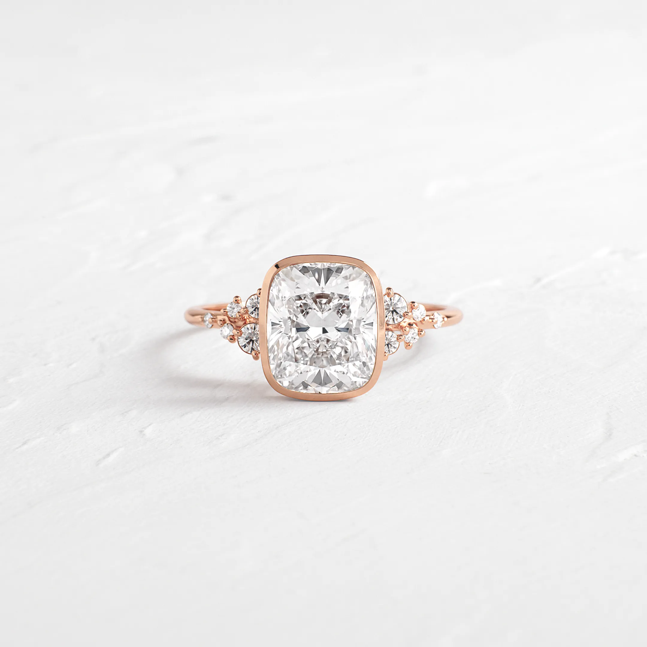 Bezel Snowdrift Ring, Cushion Cut