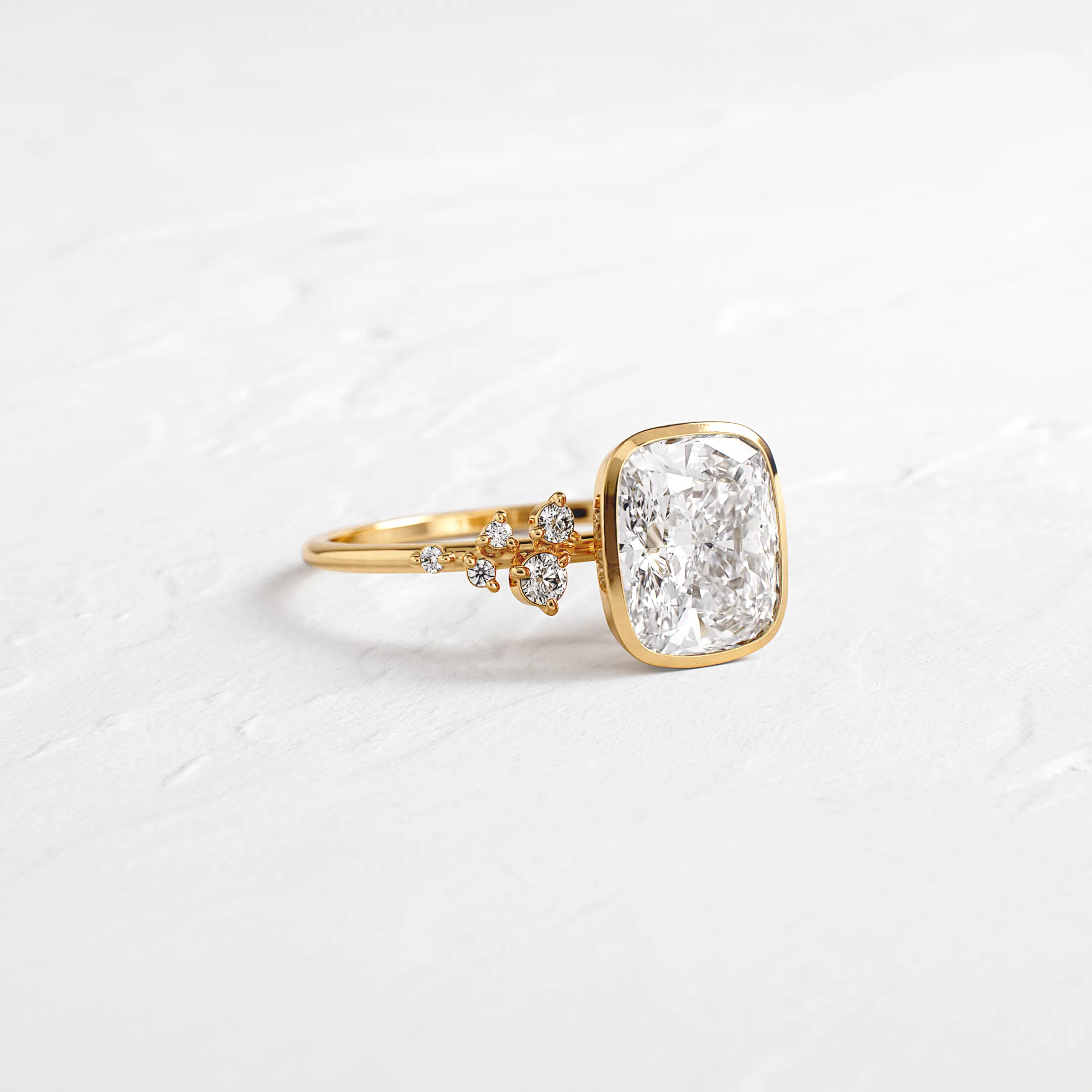 Bezel Snowdrift Ring, Cushion Cut