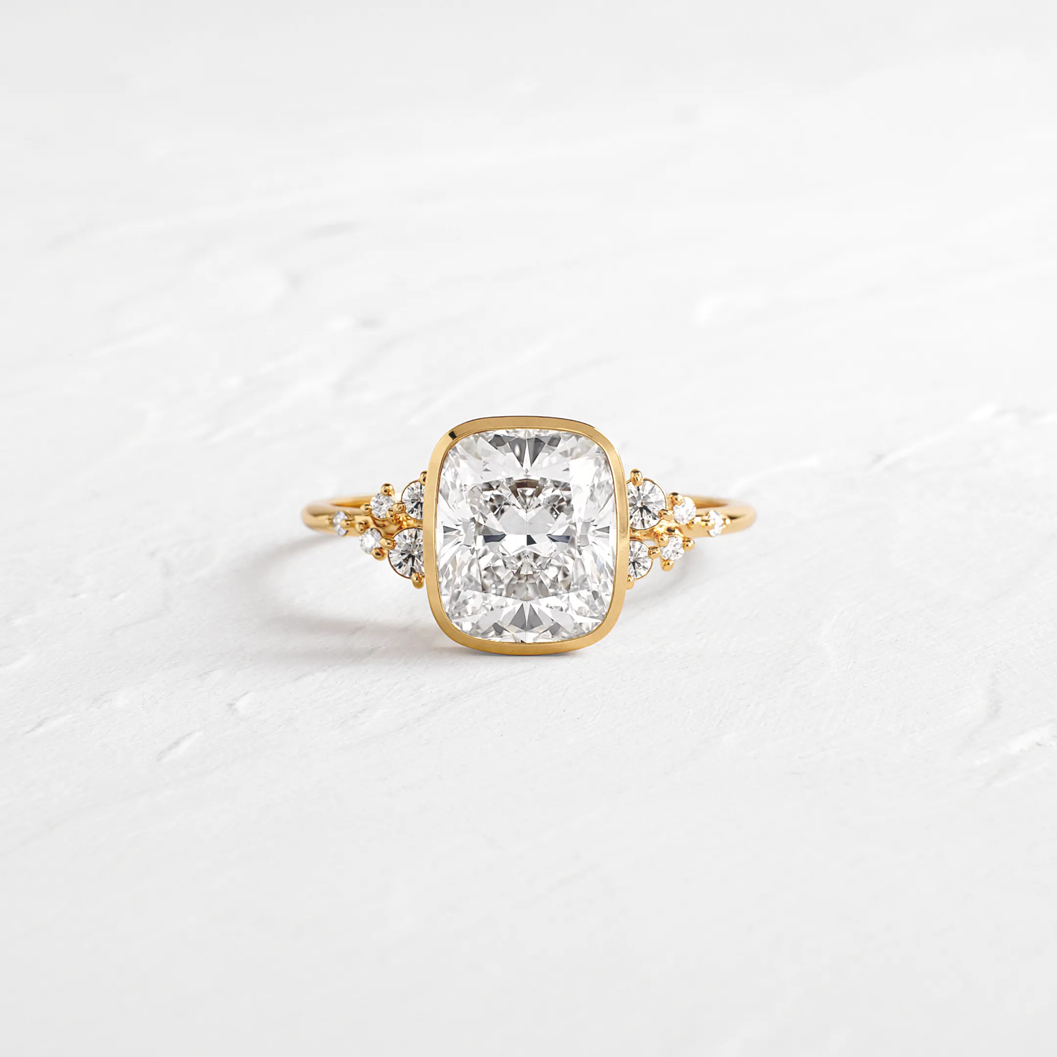 Bezel Snowdrift Ring, Cushion Cut