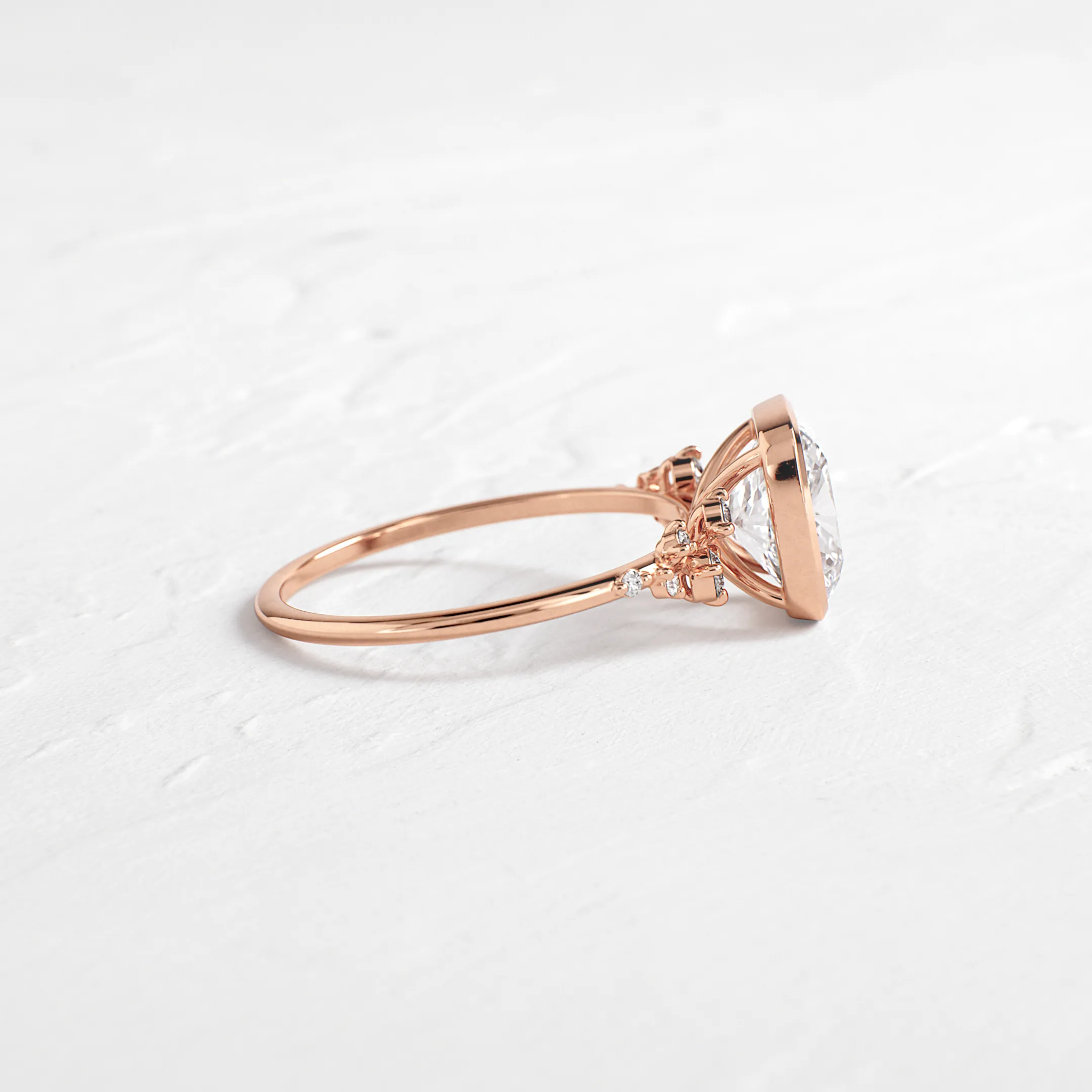 Bezel Snowdrift Ring, Cushion Cut