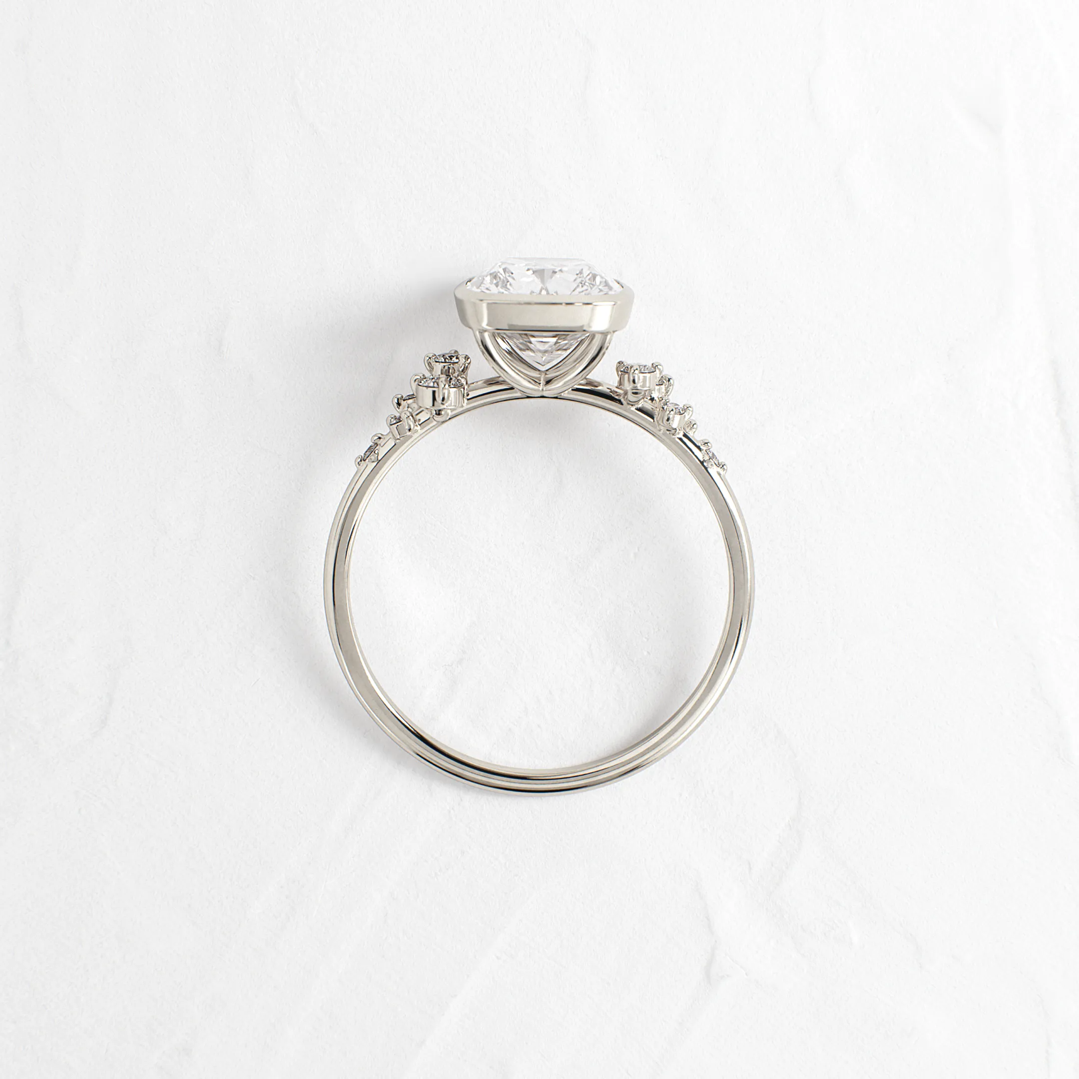 Bezel Snowdrift Ring, Cushion Cut