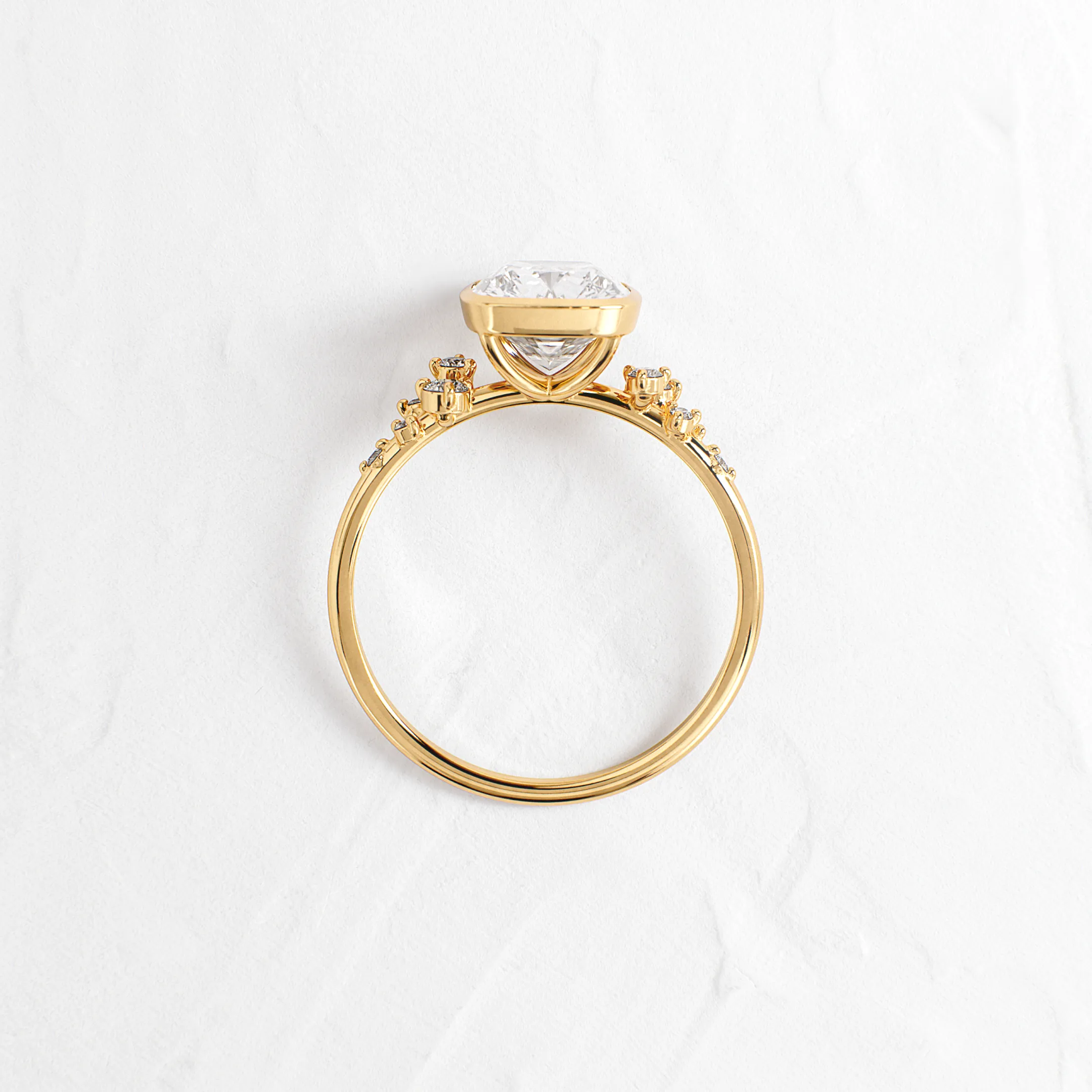 Bezel Snowdrift Ring, Cushion Cut