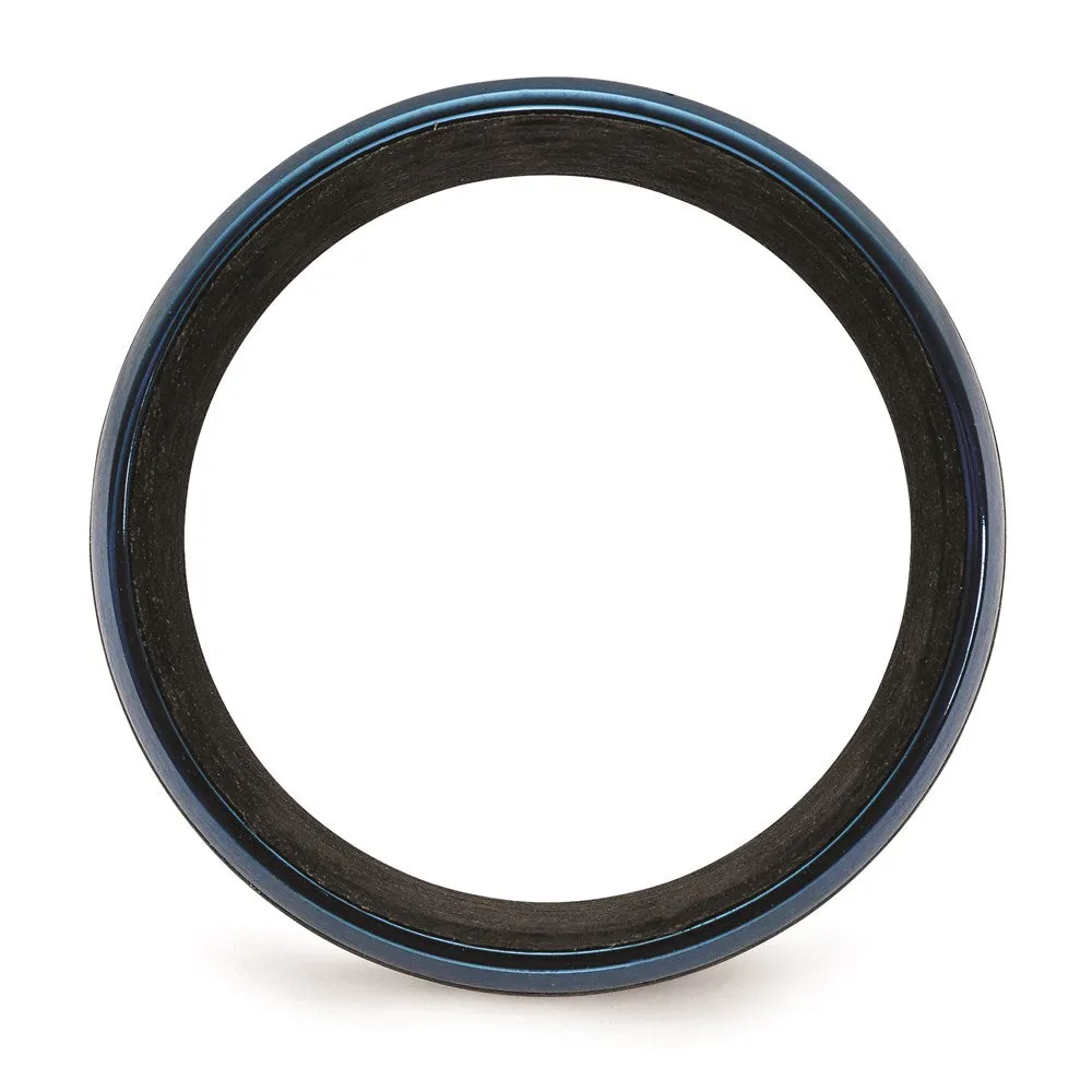 Black Carbon Fiber with Brushed Blue IP-plated Stainless Steel 8mm Band | SR671
