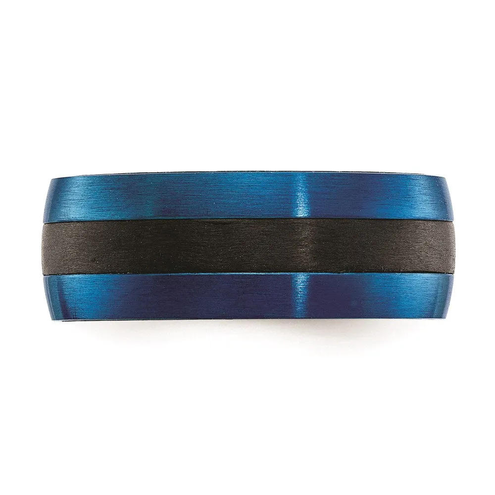 Black Carbon Fiber with Brushed Blue IP-plated Stainless Steel 8mm Band | SR671