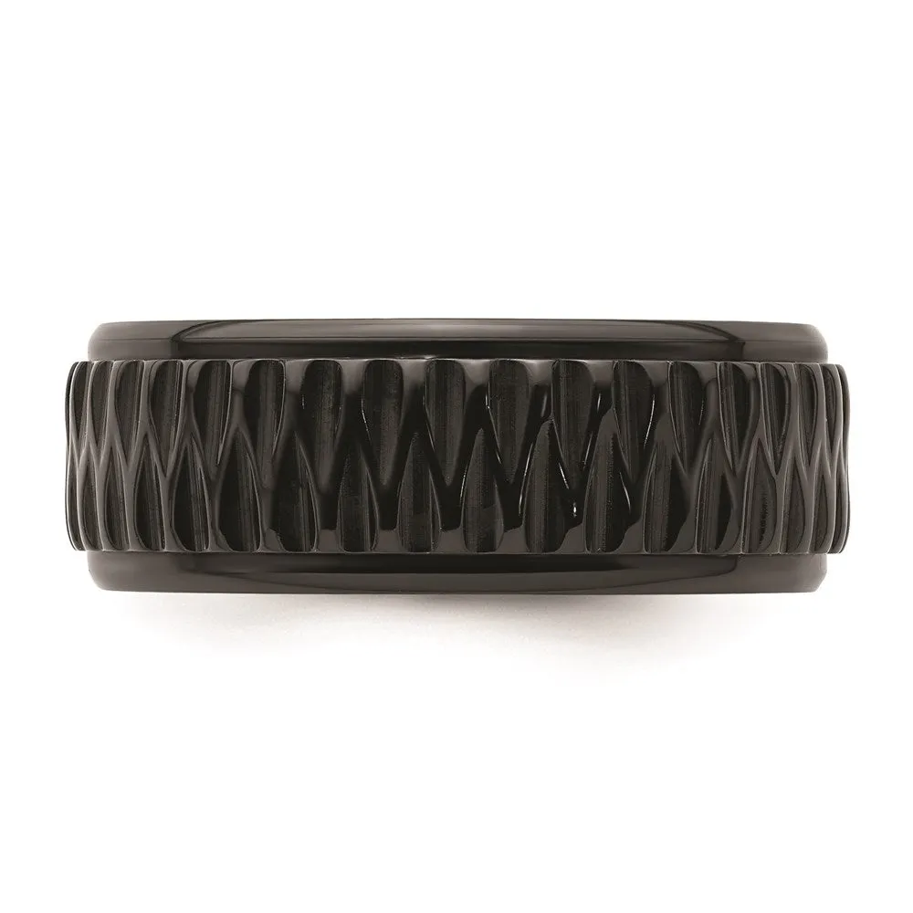 Black Zirconium Polished Grooved 8mm Band | ZCR102