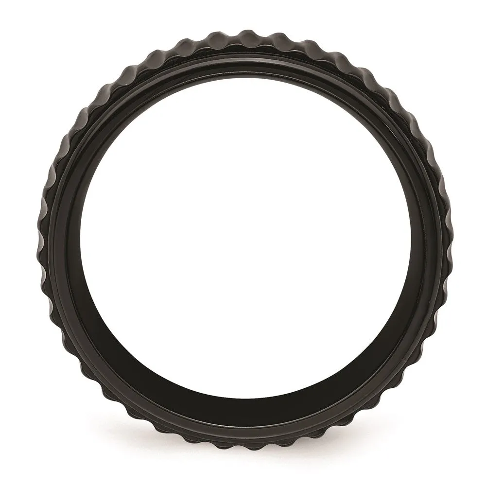 Black Zirconium Polished Grooved 8mm Band | ZCR102