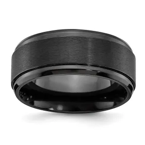 Black Zirconium Polished with Brushed Center Beveled Edge 9mm Band | ZCR107