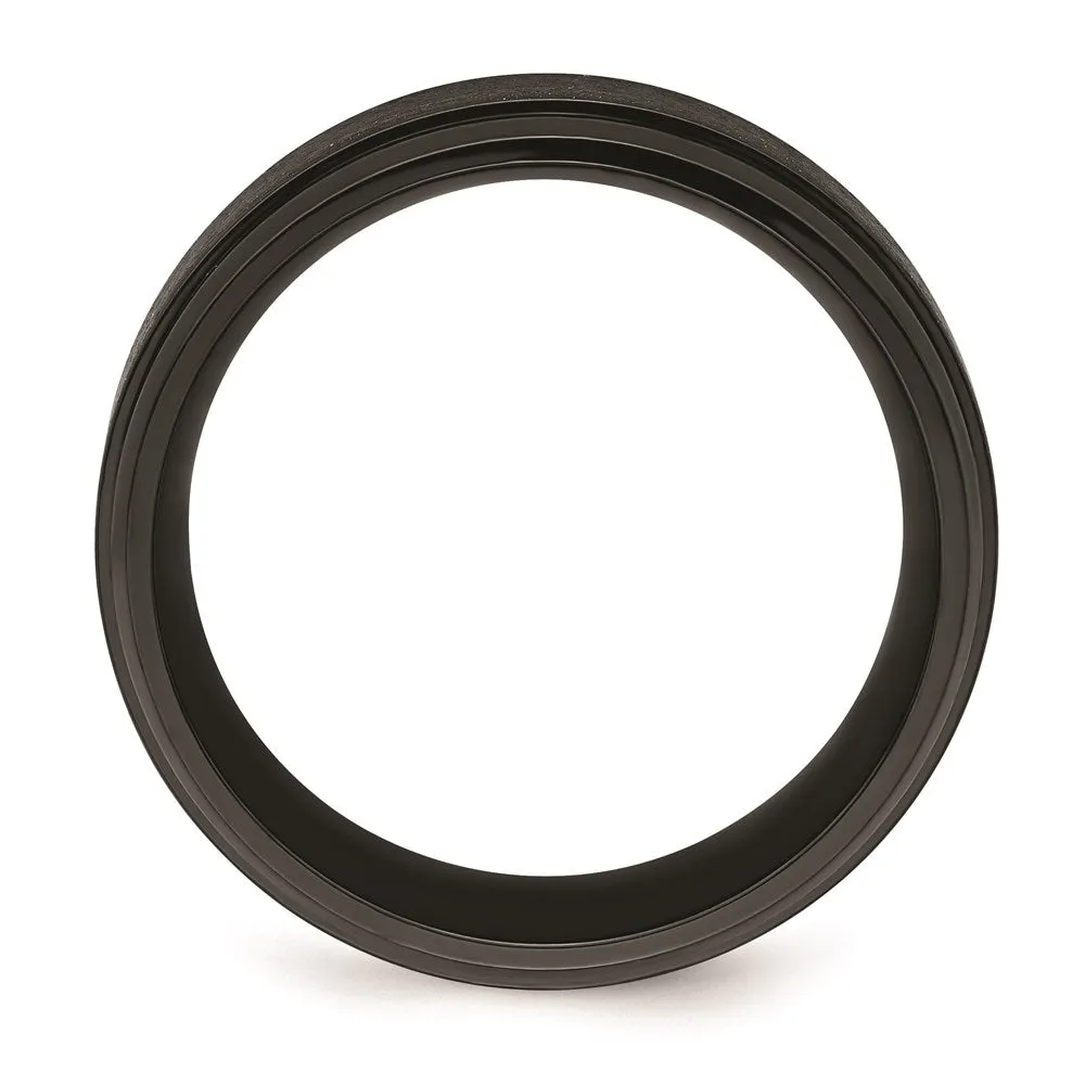 Black Zirconium Polished with Brushed Center Beveled Edge 9mm Band | ZCR107