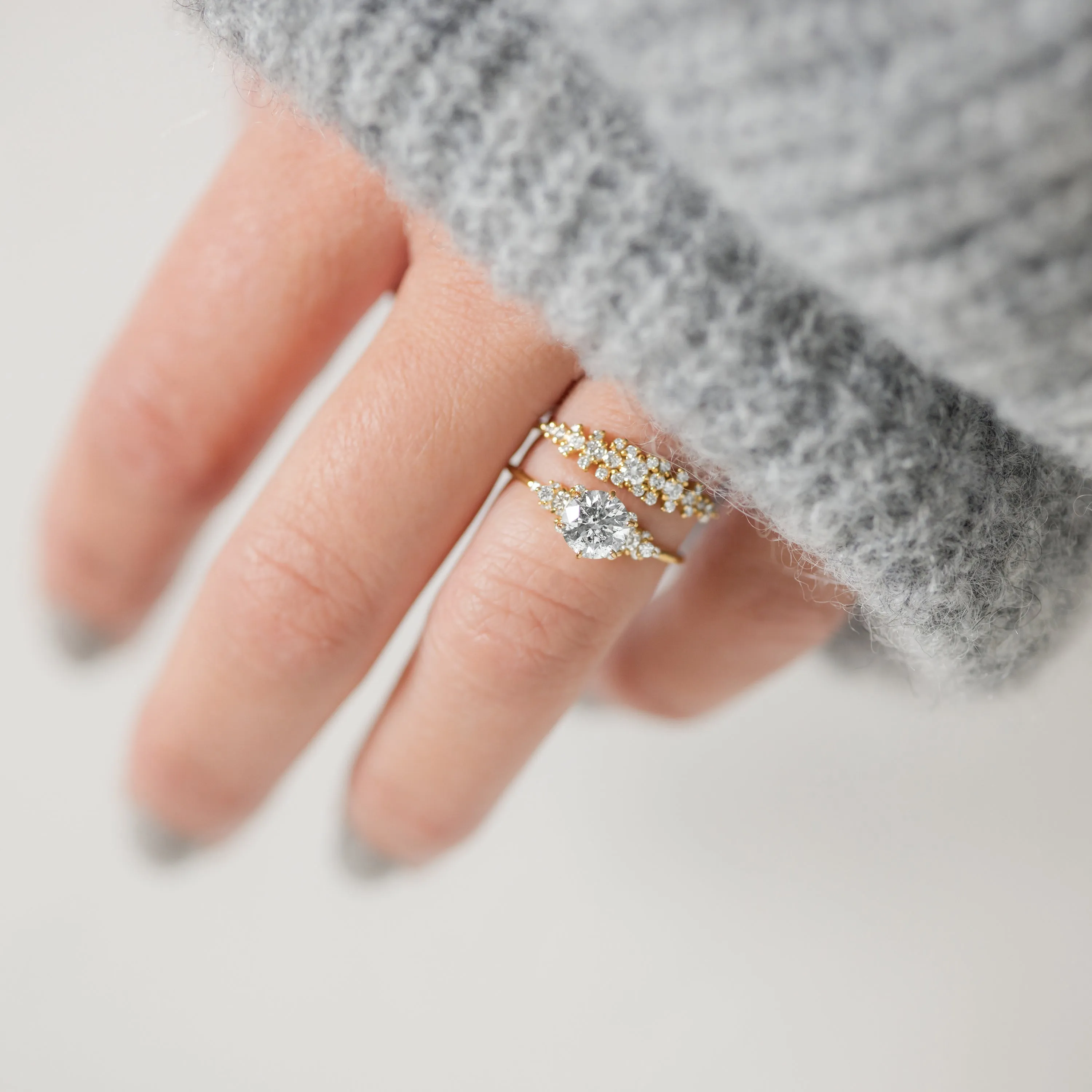 Blossom Ring, 1.01ct. Salt and Pepper Natural Diamond
