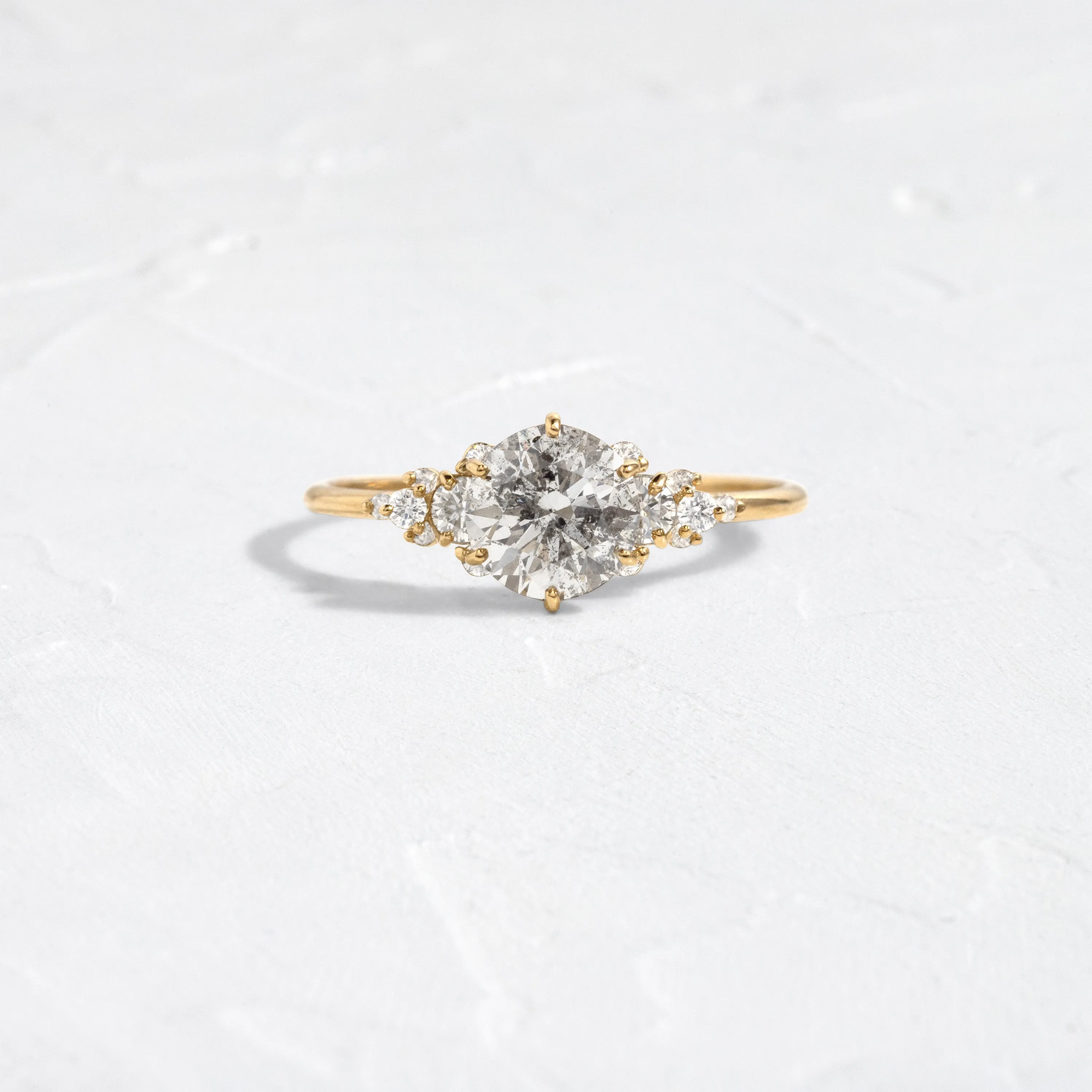 Blossom Ring, 1.01ct. Salt and Pepper Natural Diamond