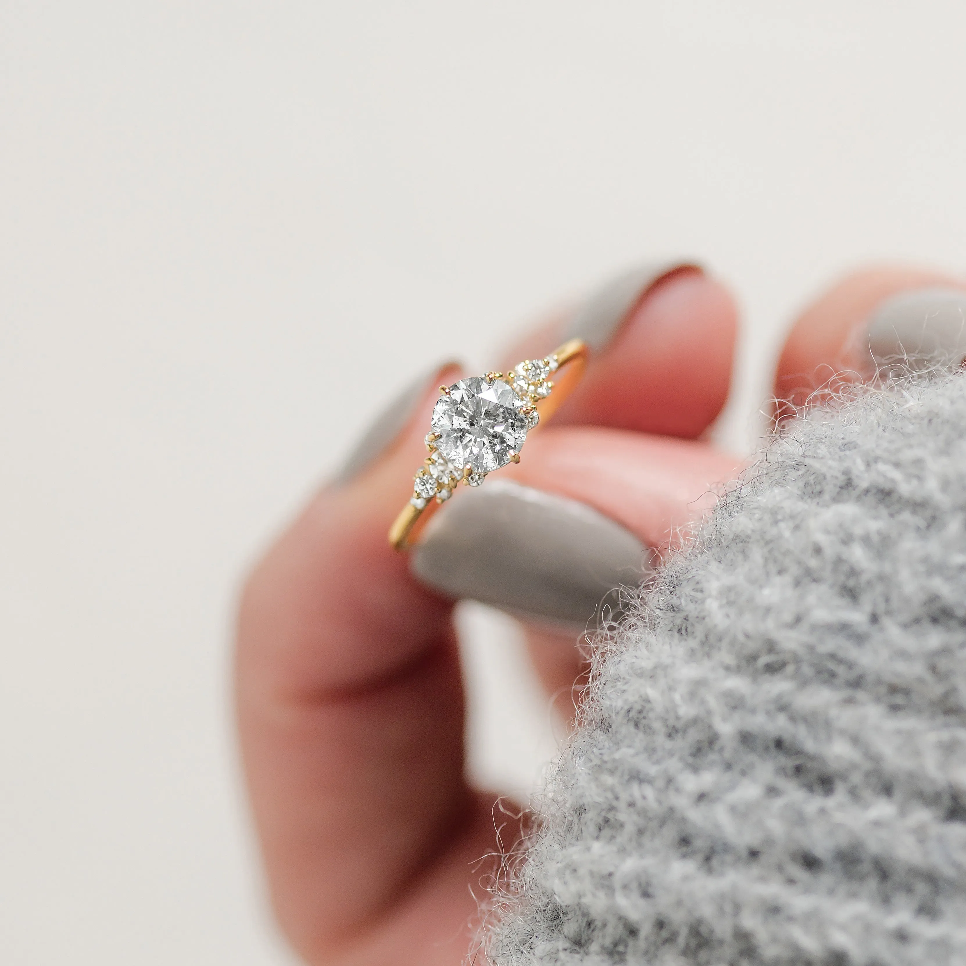 Blossom Ring, 1.01ct. Salt and Pepper Natural Diamond