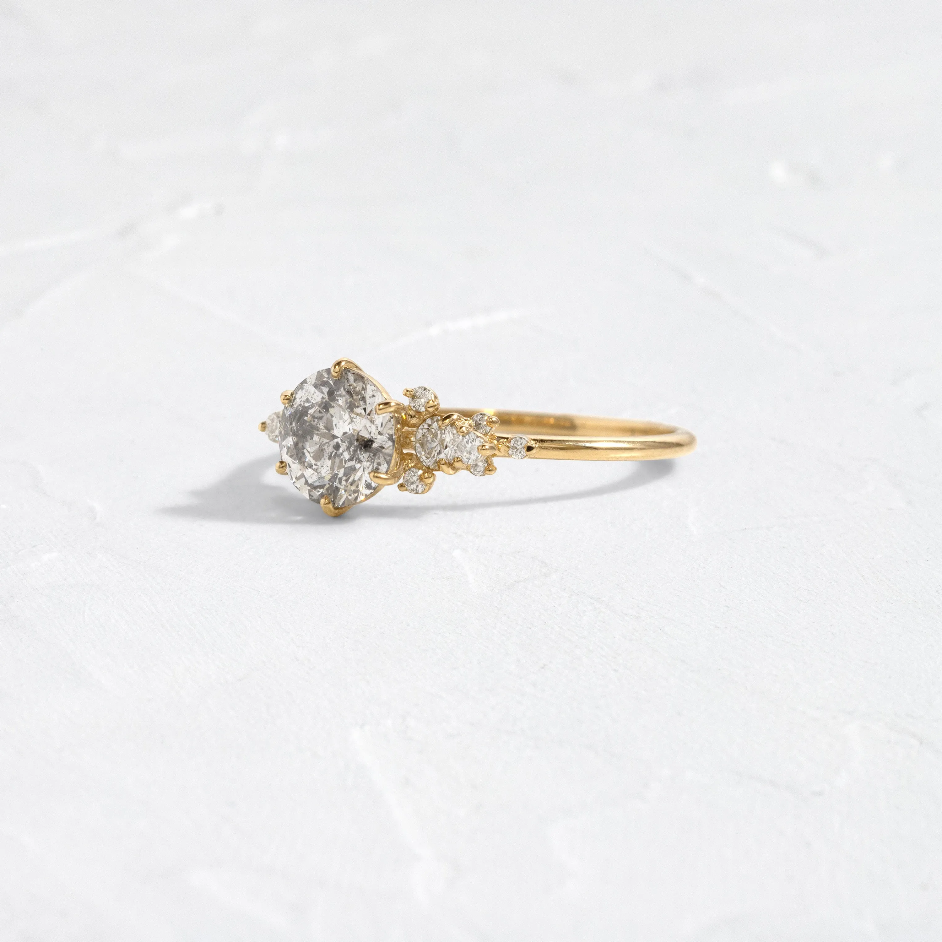 Blossom Ring, 1.01ct. Salt and Pepper Natural Diamond