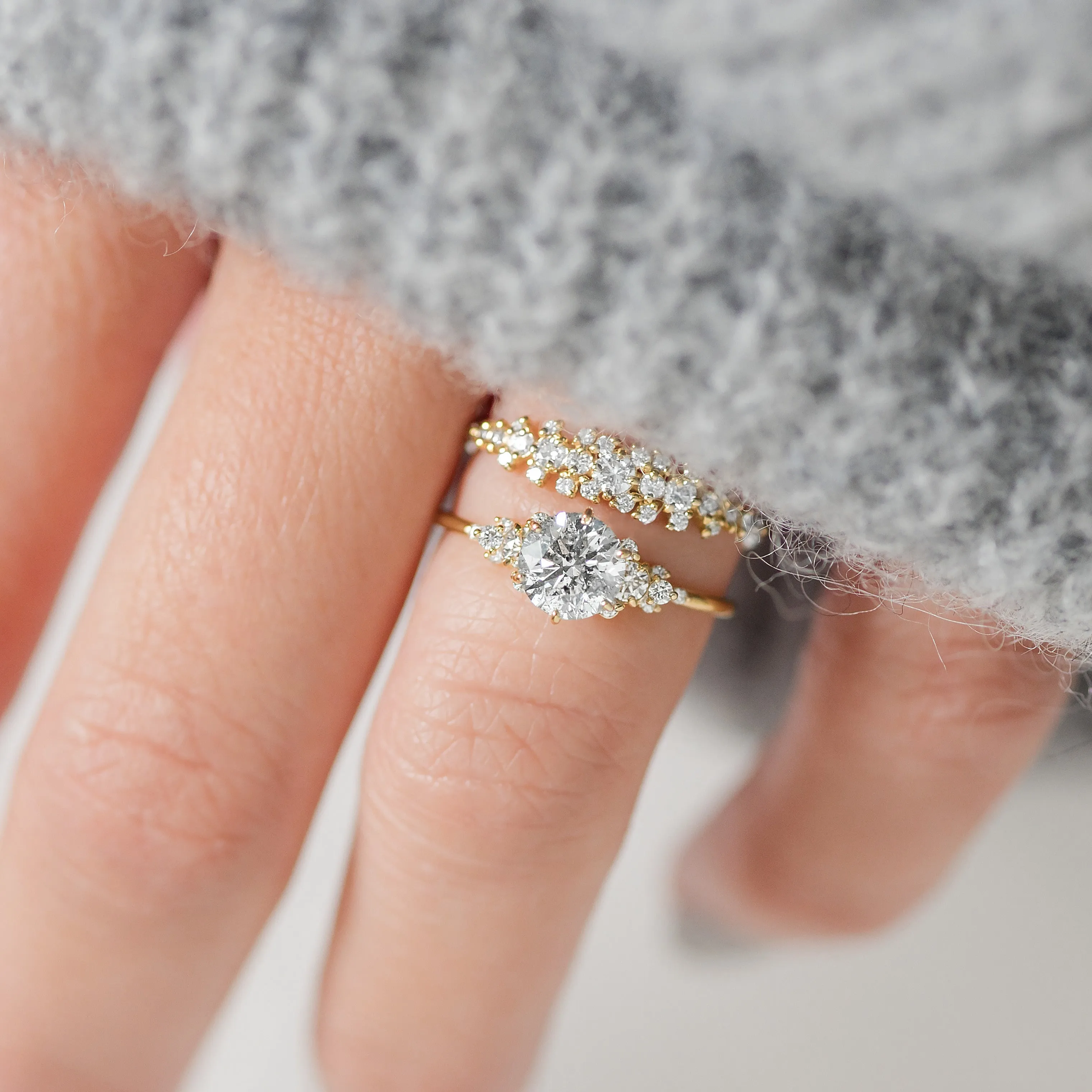 Blossom Ring, 1.01ct. Salt and Pepper Natural Diamond