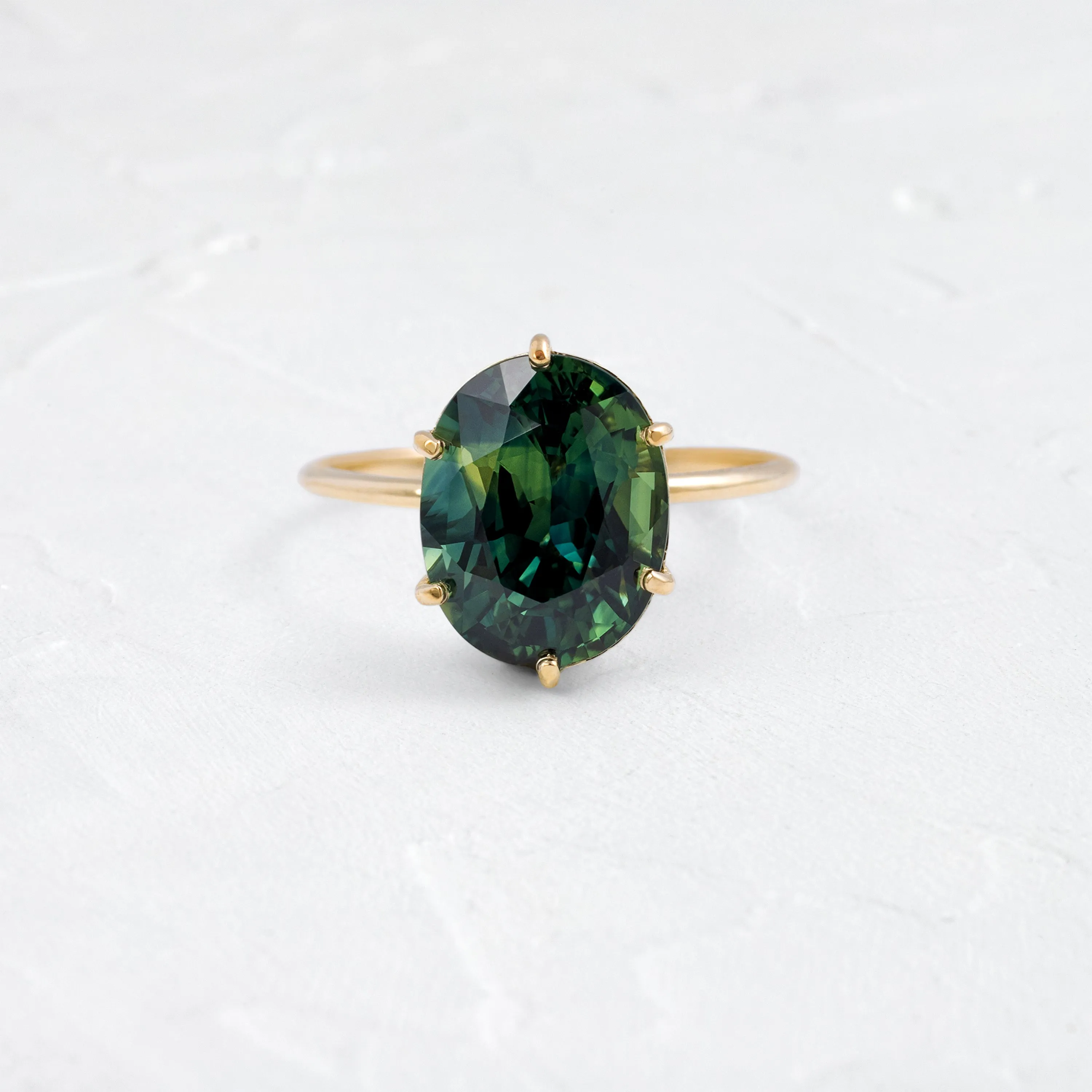 Canopy Ring, 5.05ct. Bluish-Green Australian Sapphire - OOS