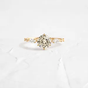 Canvas Ring, 1.17ct. Antique Round Cut Natural Champagne Diamond