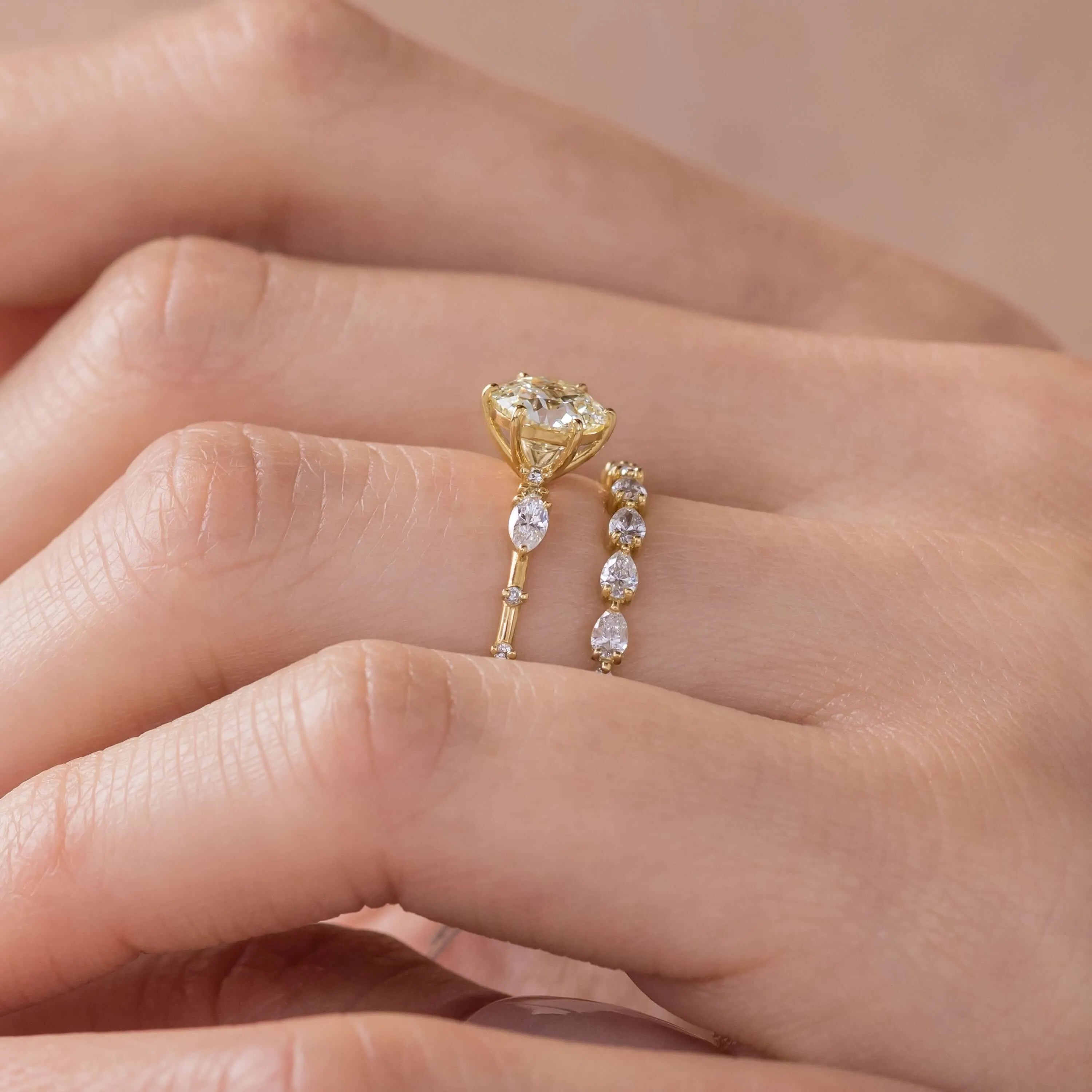 Canvas Ring, 1.17ct. Antique Round Cut Natural Champagne Diamond