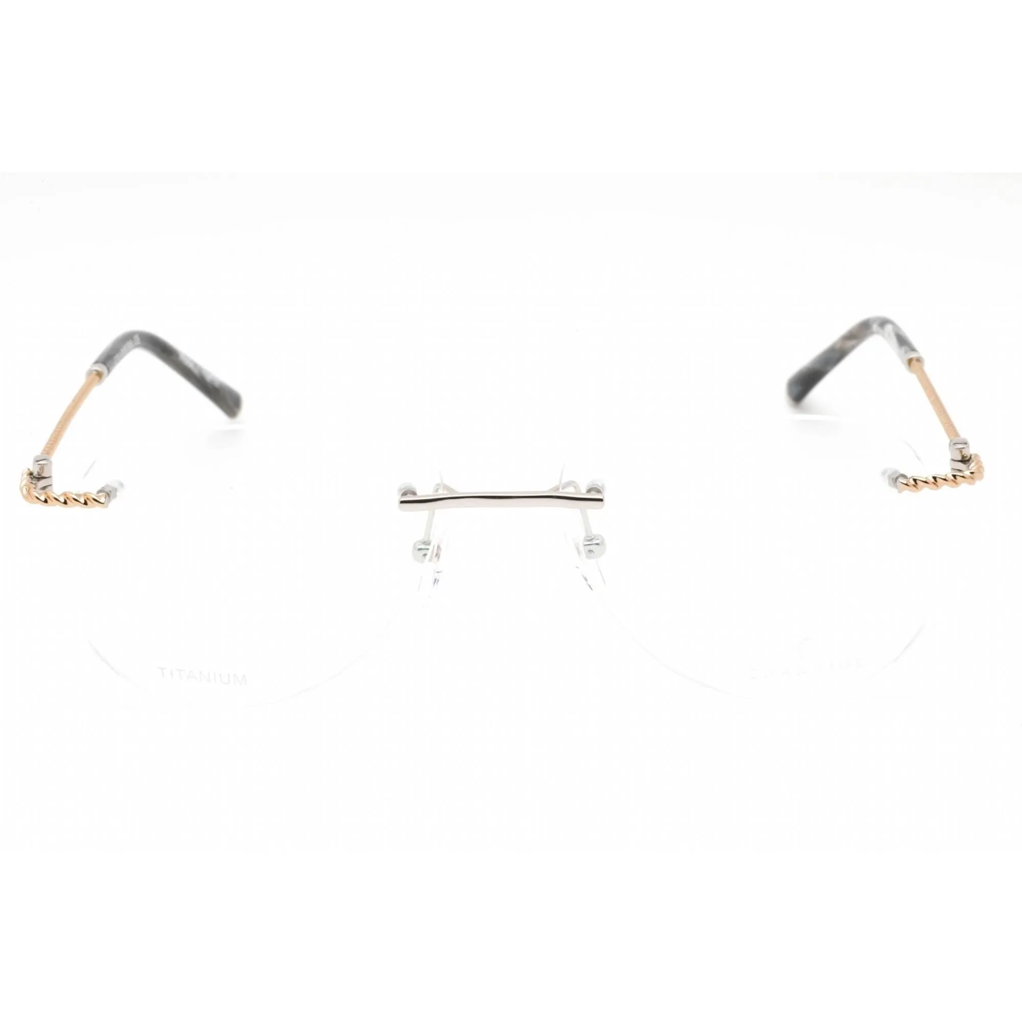 Charriol Men's Eyeglasses - Rimless Shiny Silver/Gold Round Titanium | PC75099 C02