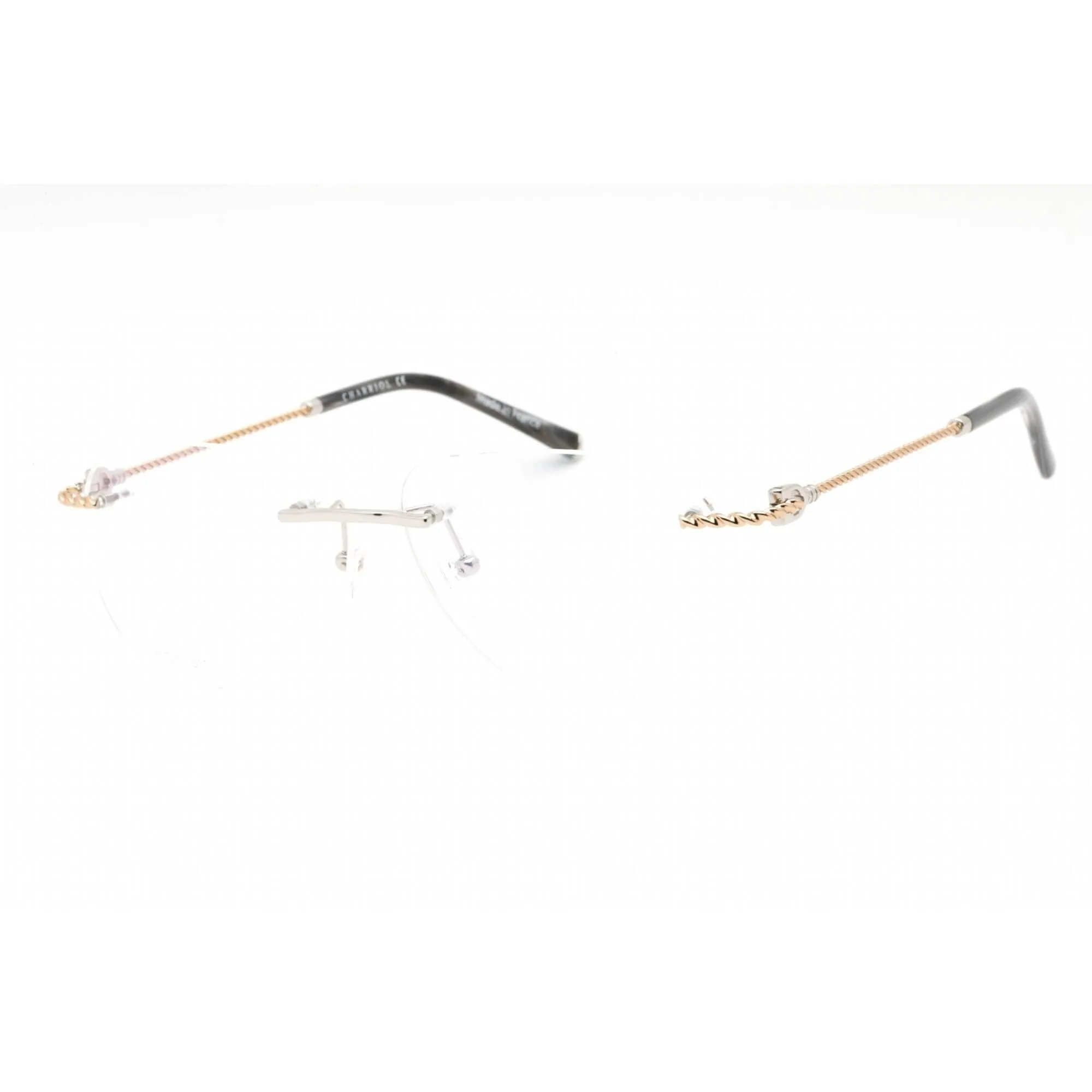 Charriol Men's Eyeglasses - Rimless Shiny Silver/Gold Round Titanium | PC75099 C02