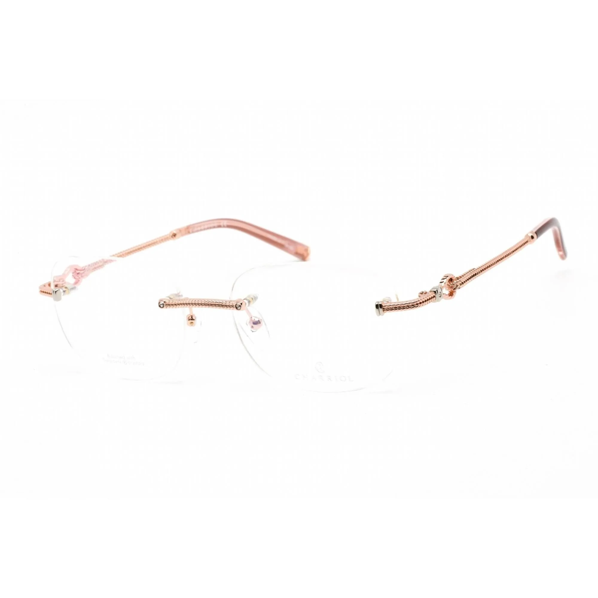 Charriol Men's Eyeglasses - Shiny Pink Gold/Silver Metal Rectangular | PC71046 C03