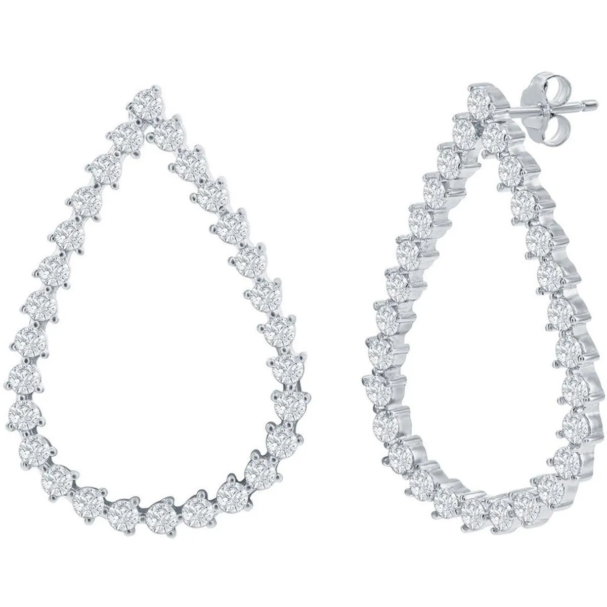 Classic Women's Earrings - Sterling Silver Pear Shaped CZ Post Back Closure | D-7905