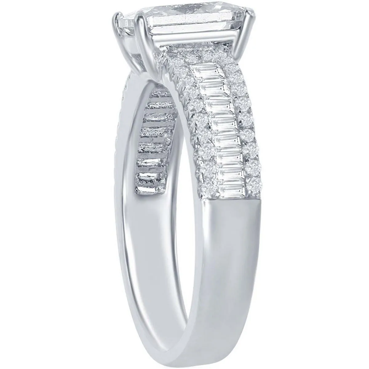 Classic Women's Emerald Cut White CZ Band Ring - W-1864