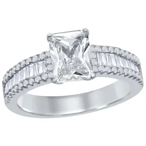 Classic Women's Emerald Cut White CZ Band Ring - W-1864