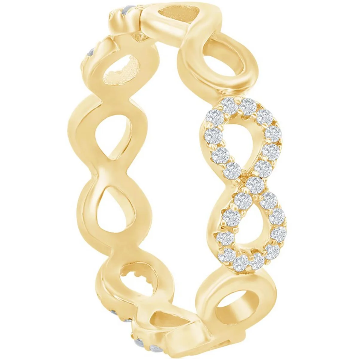 Classic Women's Gold Plated CZ and Infinity Ring - W-2736