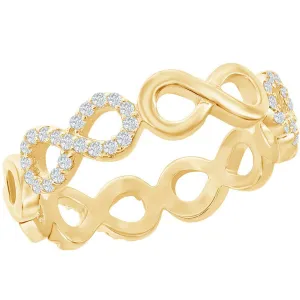 Classic Women's Gold Plated CZ and Infinity Ring - W-2736