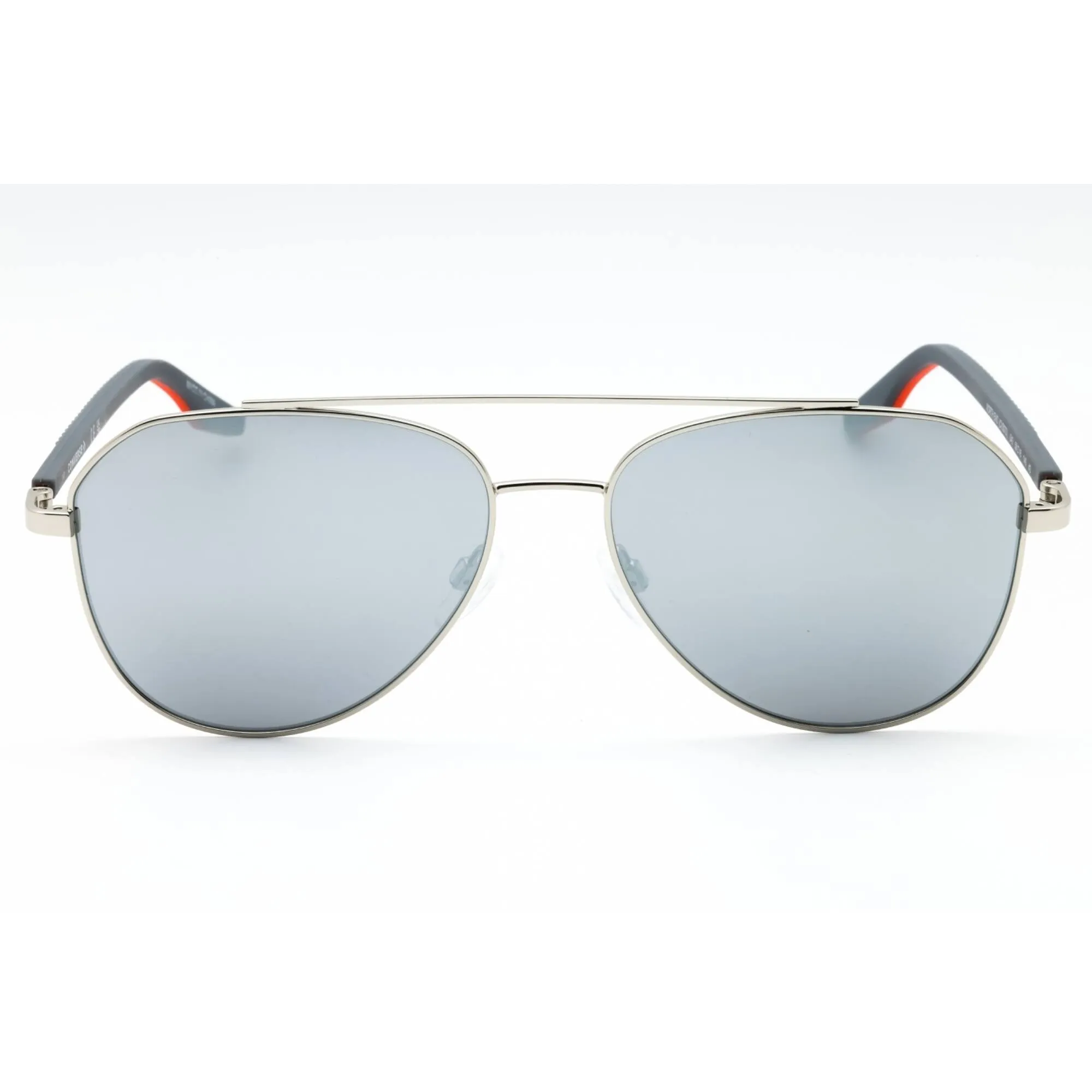 Converse Unisex Sunglasses - Shiny Silver Metal Full Rim Aviator Frame | CV307S 045