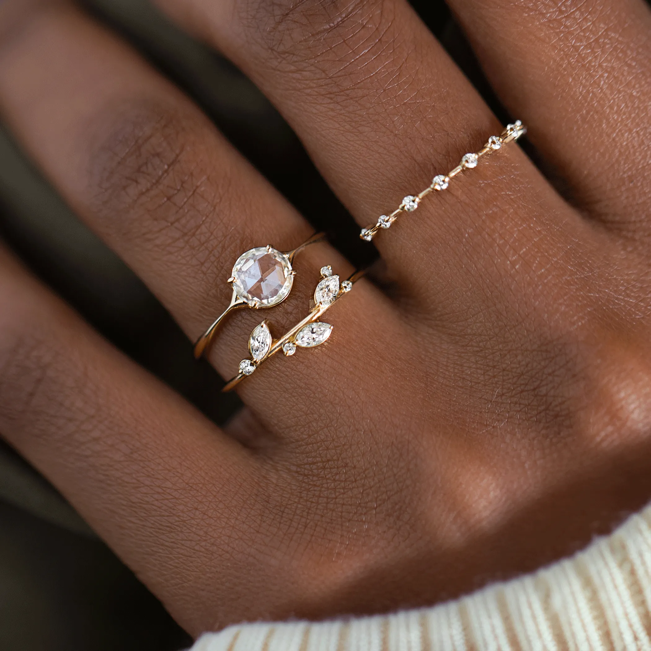 Corset Ring, 0.82ct. Lab-Grown Rose Cut
