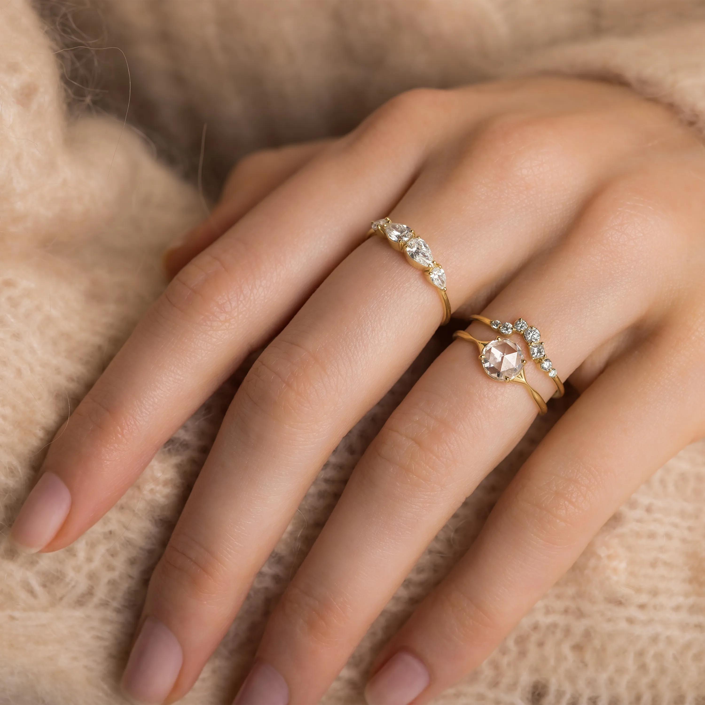 Corset Ring, 0.82ct. Lab-Grown Rose Cut