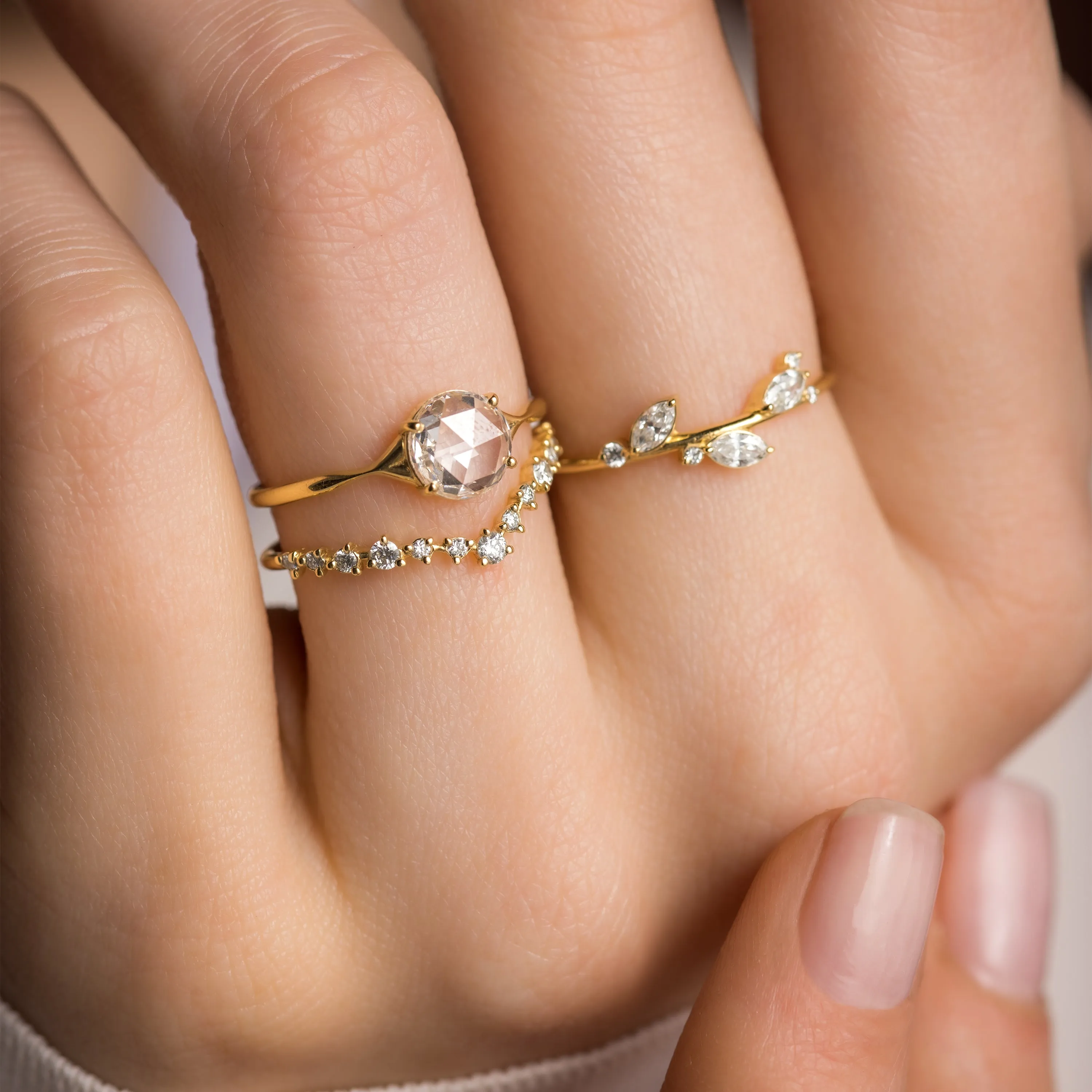 Corset Ring, 0.82ct. Lab-Grown Rose Cut