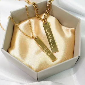 Couple's Engraved Bar Necklace Set