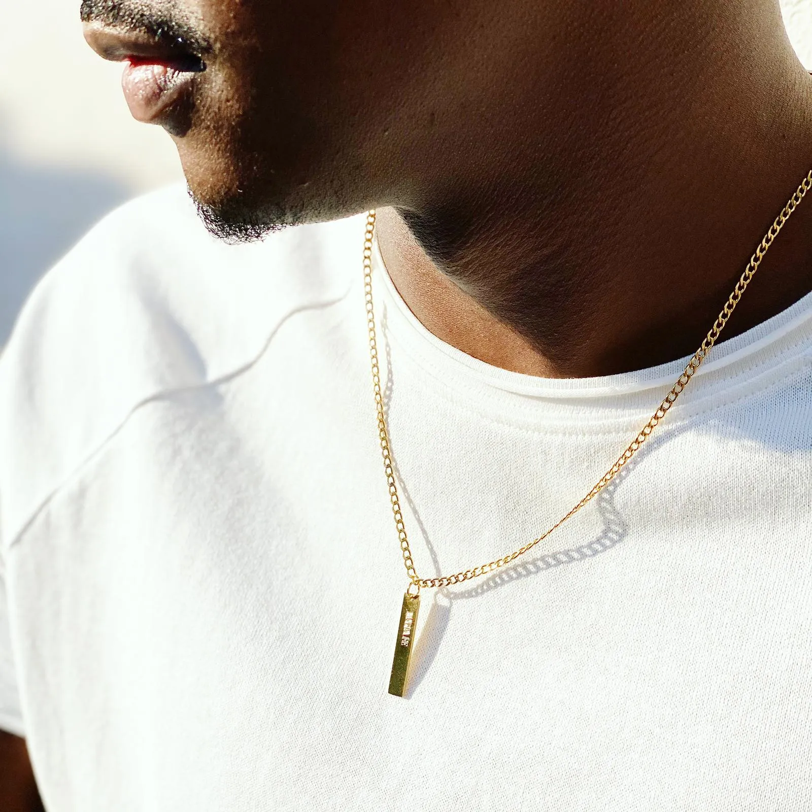 Couple's Engraved Bar Necklace Set