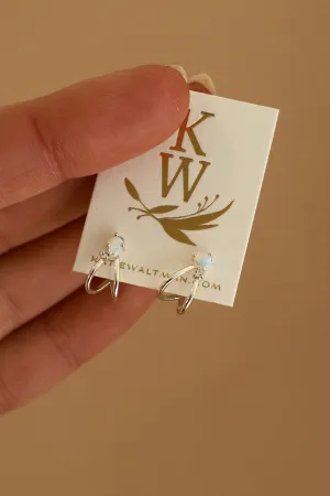CYRUS SILVER OPAL STUD HOOPS