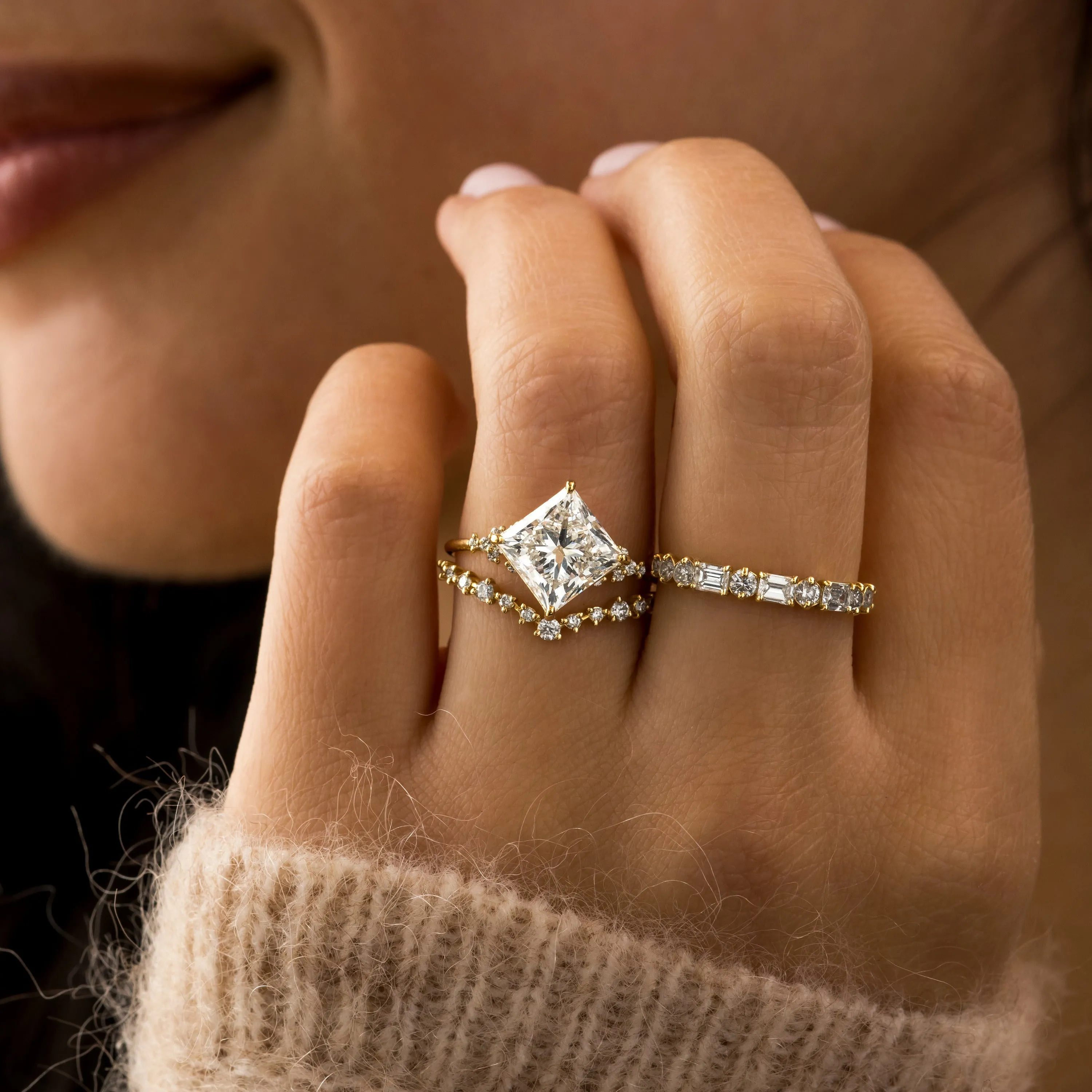 Damask Ring, Princess Cut