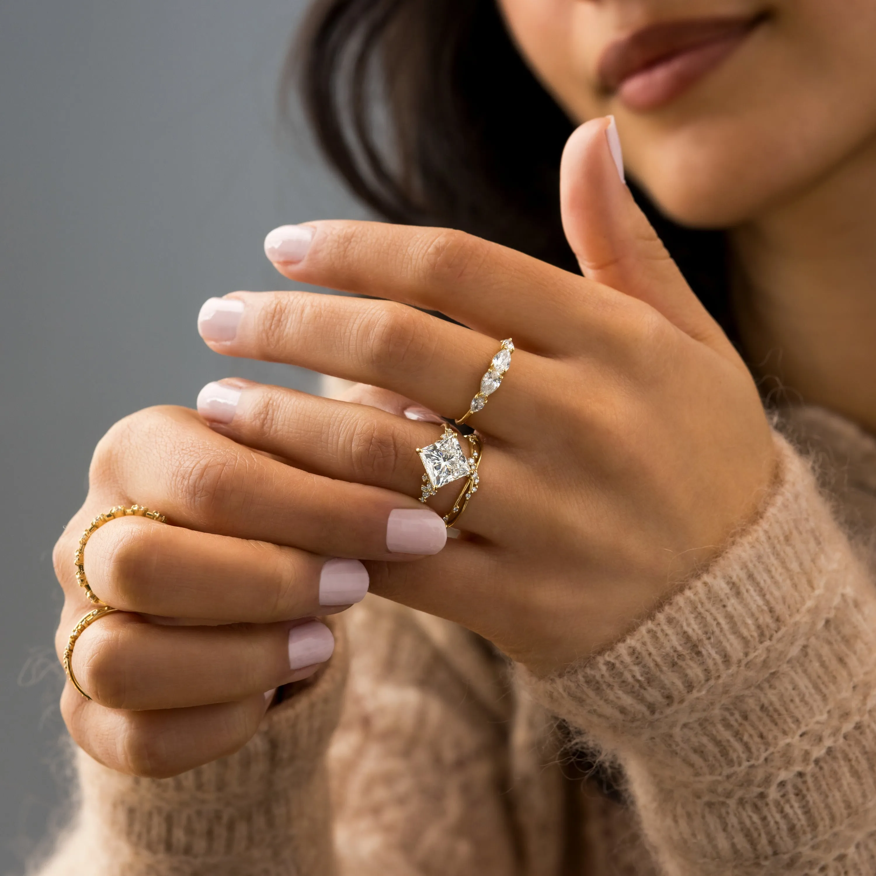 Damask Ring, Princess Cut