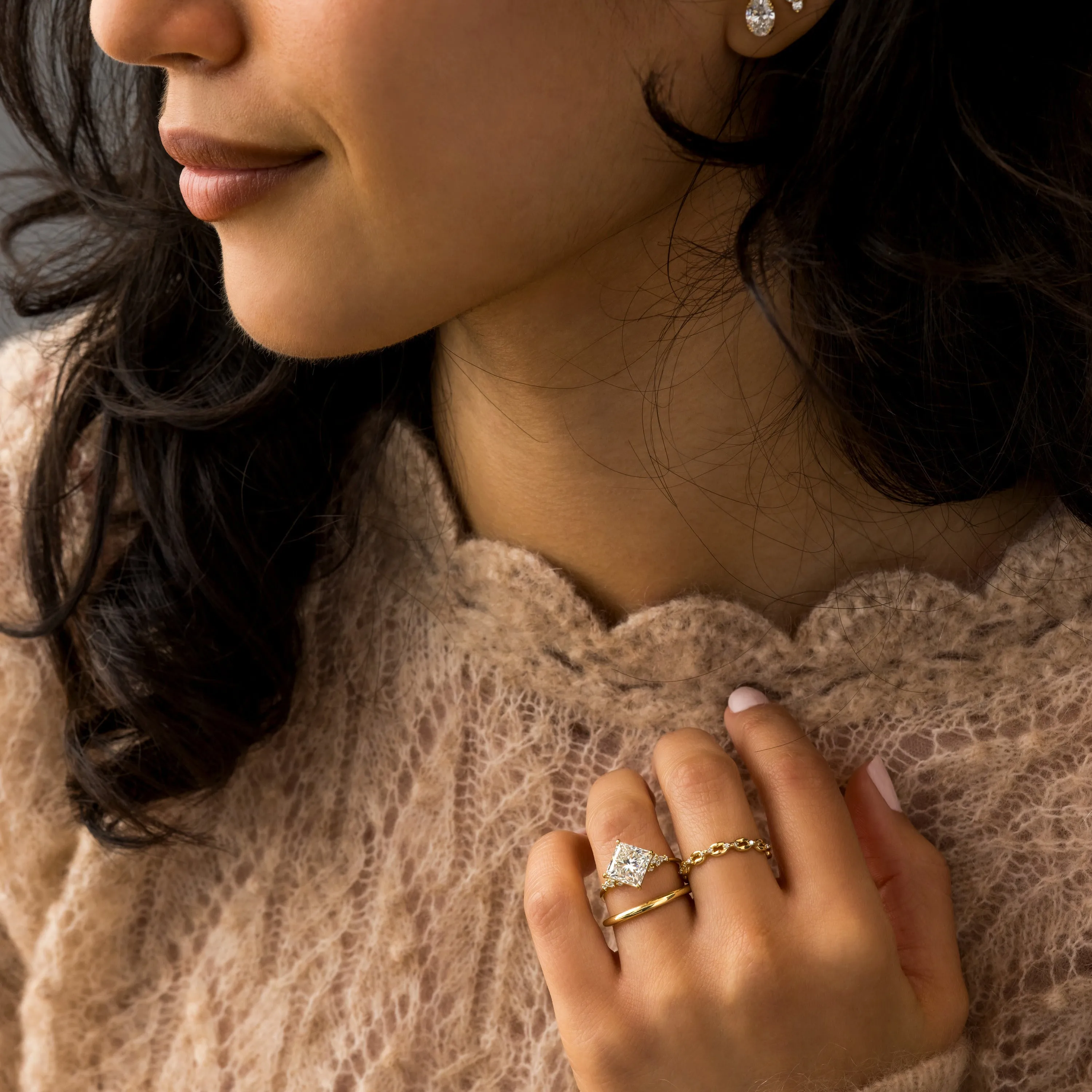 Damask Ring, Princess Cut