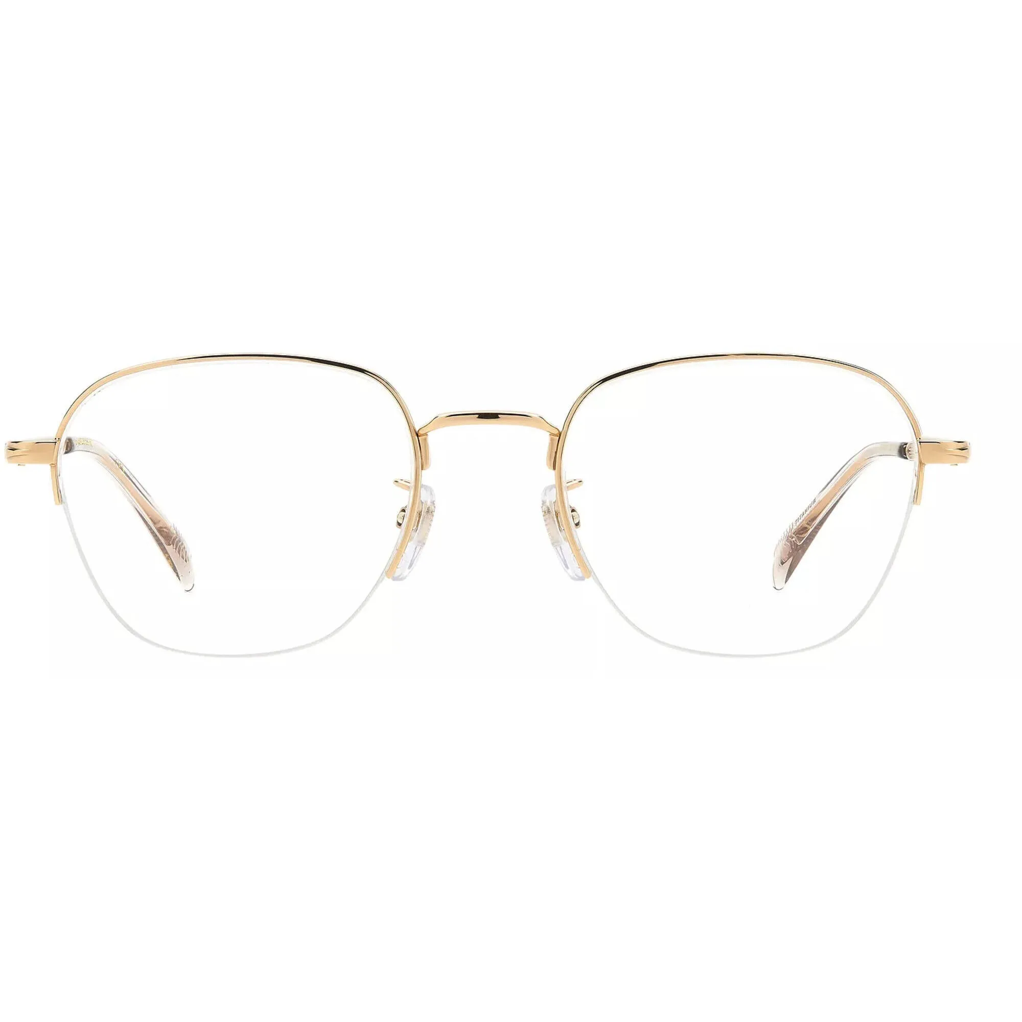 David Beckham Men's Eyeglasses - Gold Metal Half Rim Geometric Frame | DB 1109/G 0J5G
