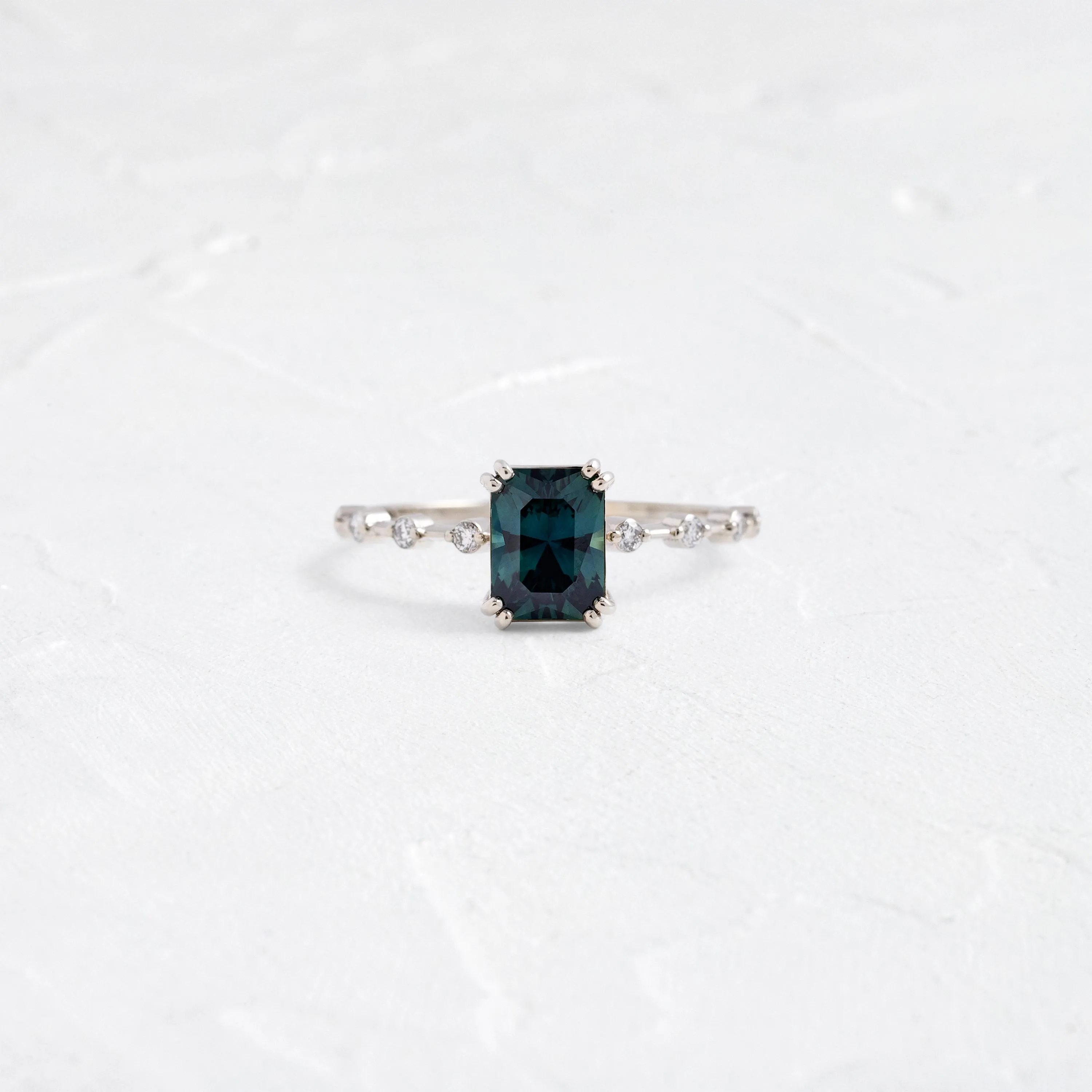 Distance Ring, 1.41ct. Greenish-Blue Australian Sapphire