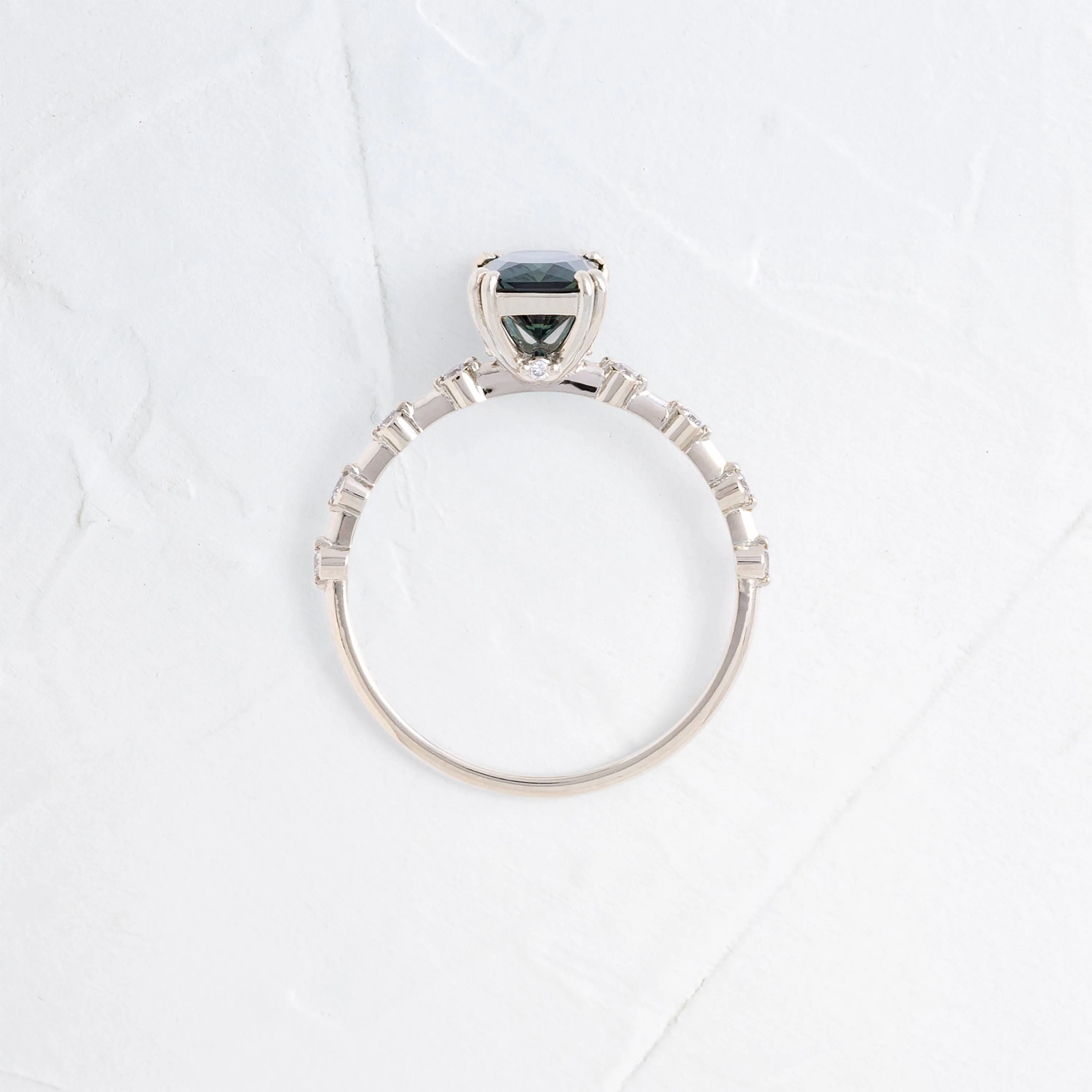 Distance Ring, 1.41ct. Greenish-Blue Australian Sapphire