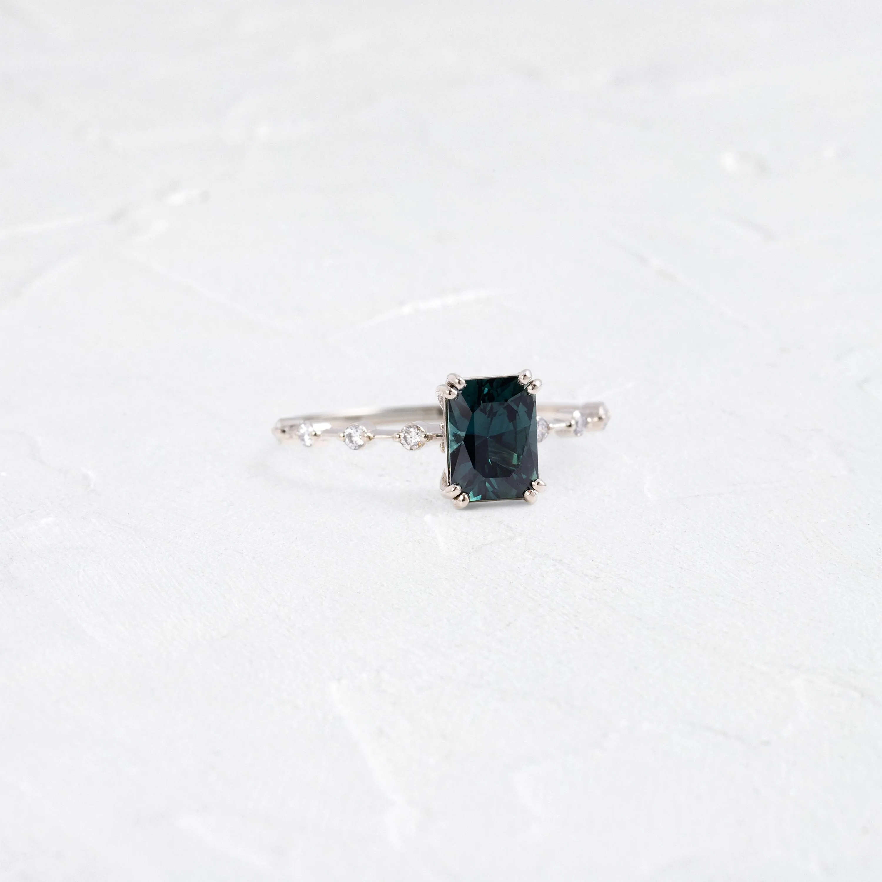Distance Ring, 1.41ct. Greenish-Blue Australian Sapphire