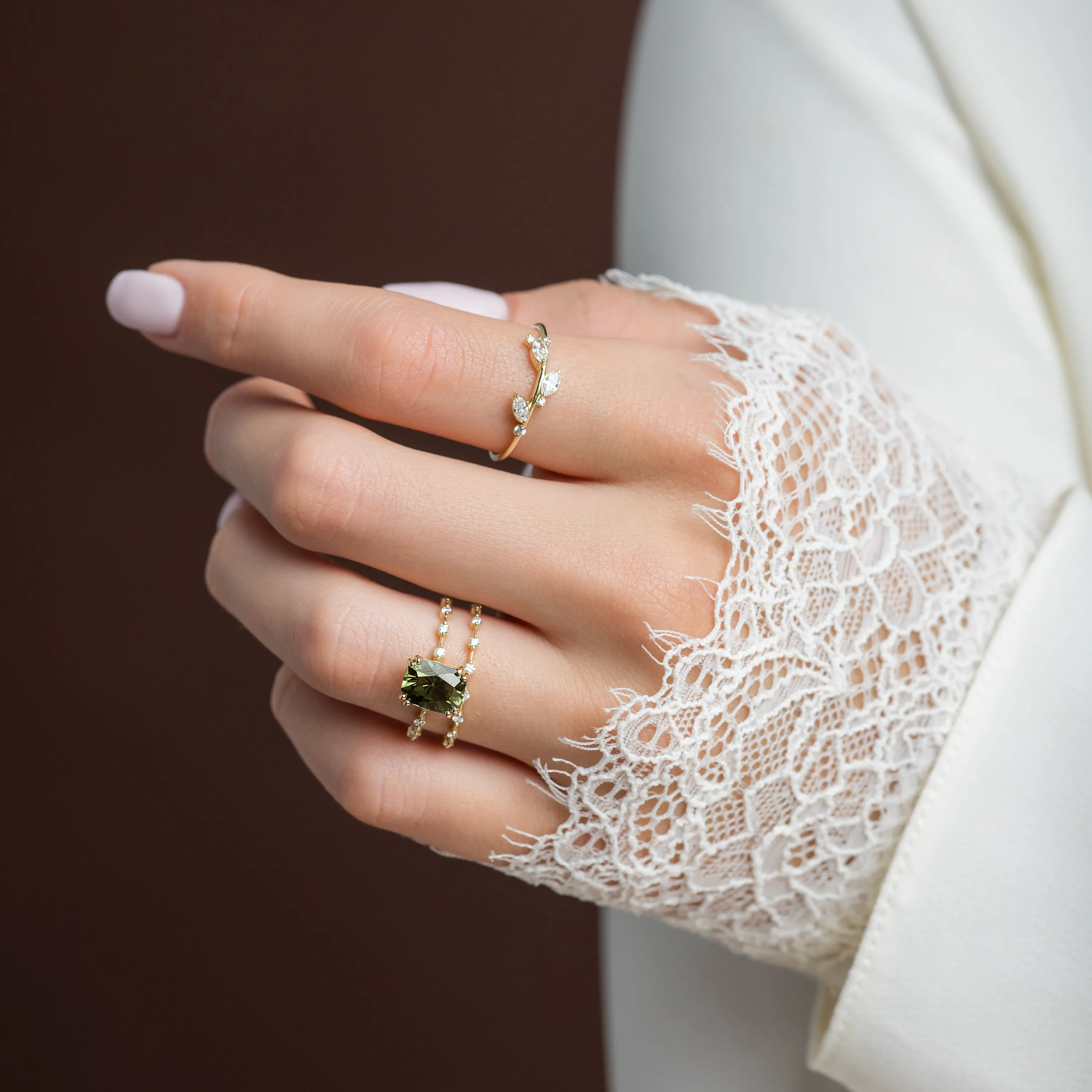 Distance Ring, 2.32ct. Yellowish-Green Thai Sapphire