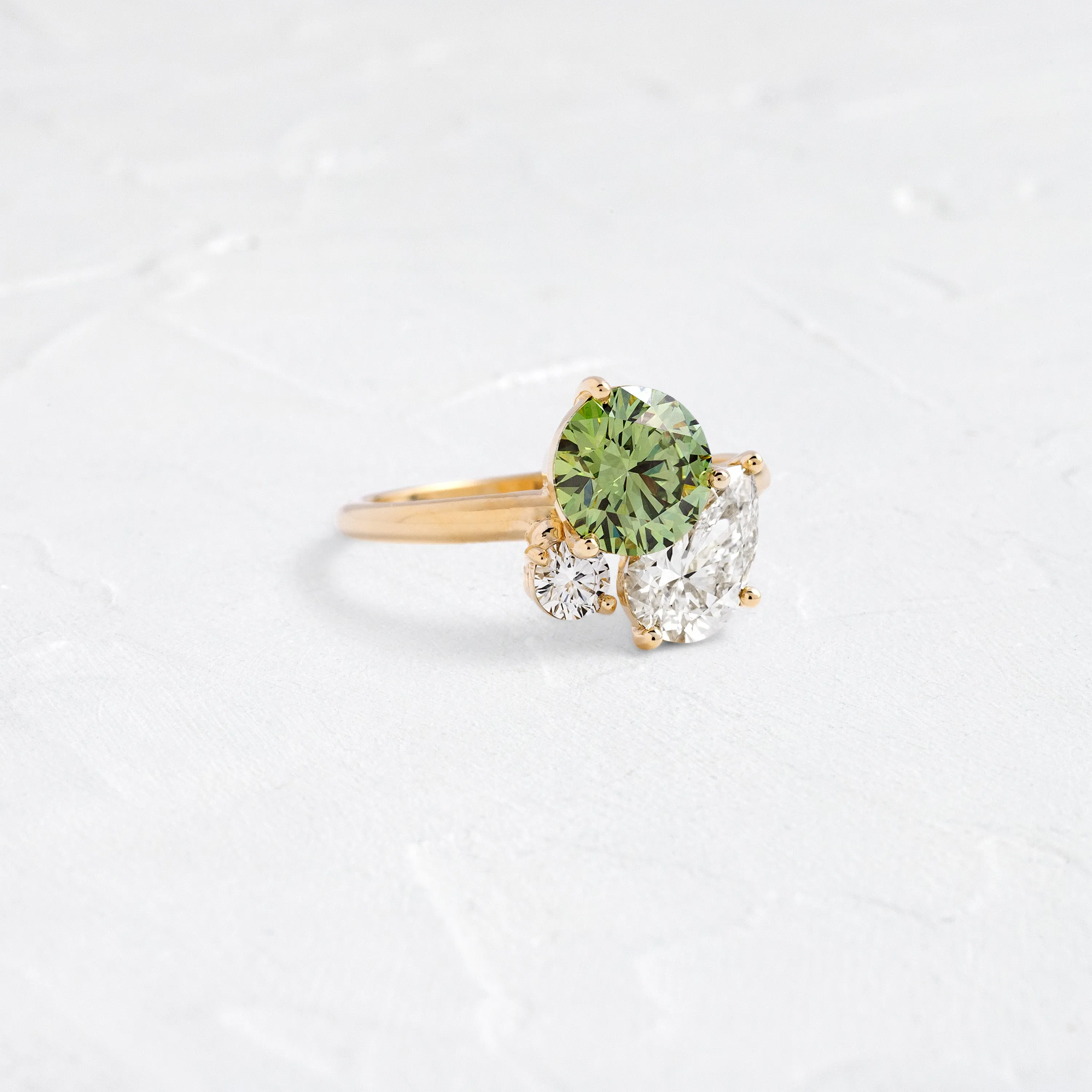 Emboss Ring, 1.5ct. Lab-Grown Green Diamond - OOS